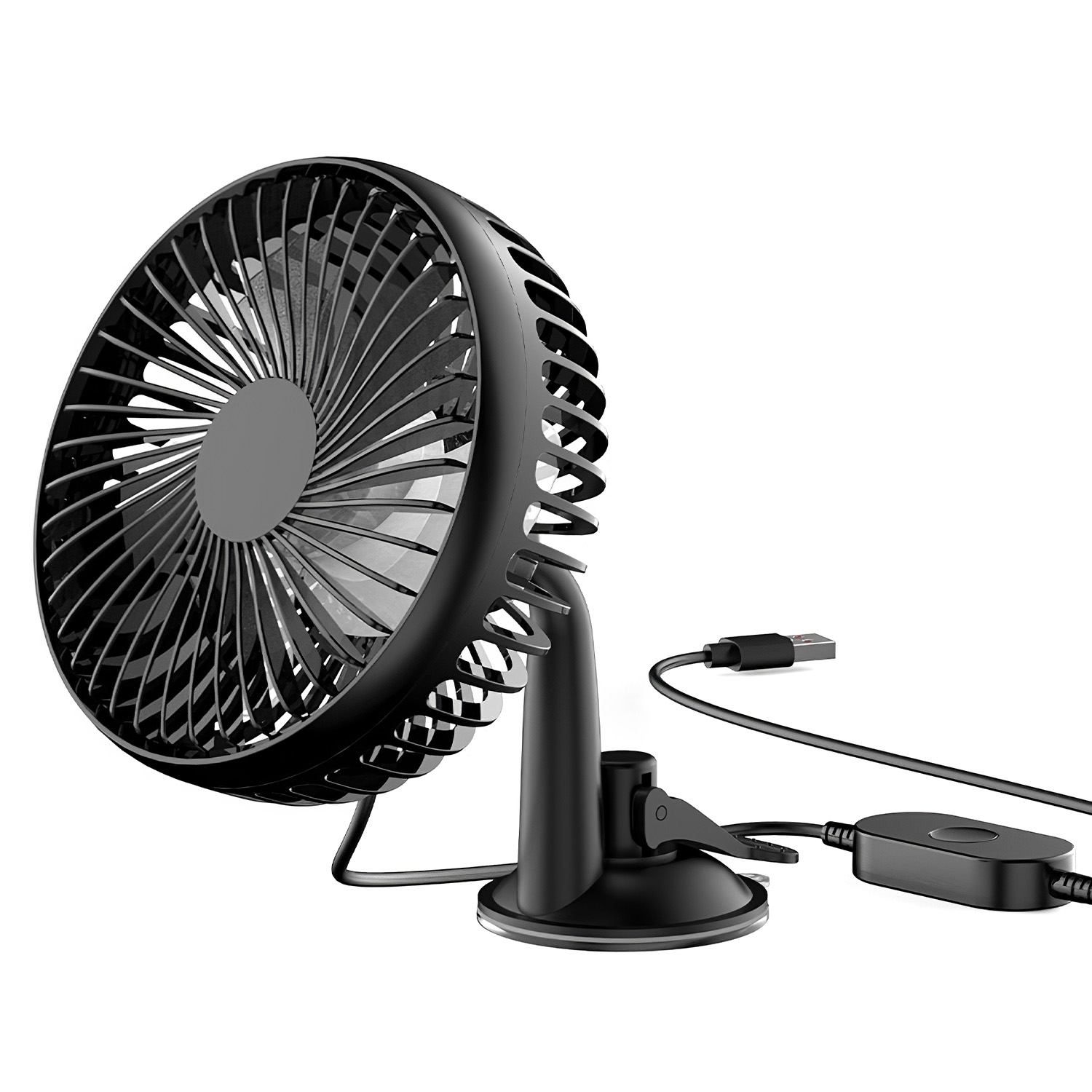 Ventilador USB portátil giratorio para auto con 3 velocidades