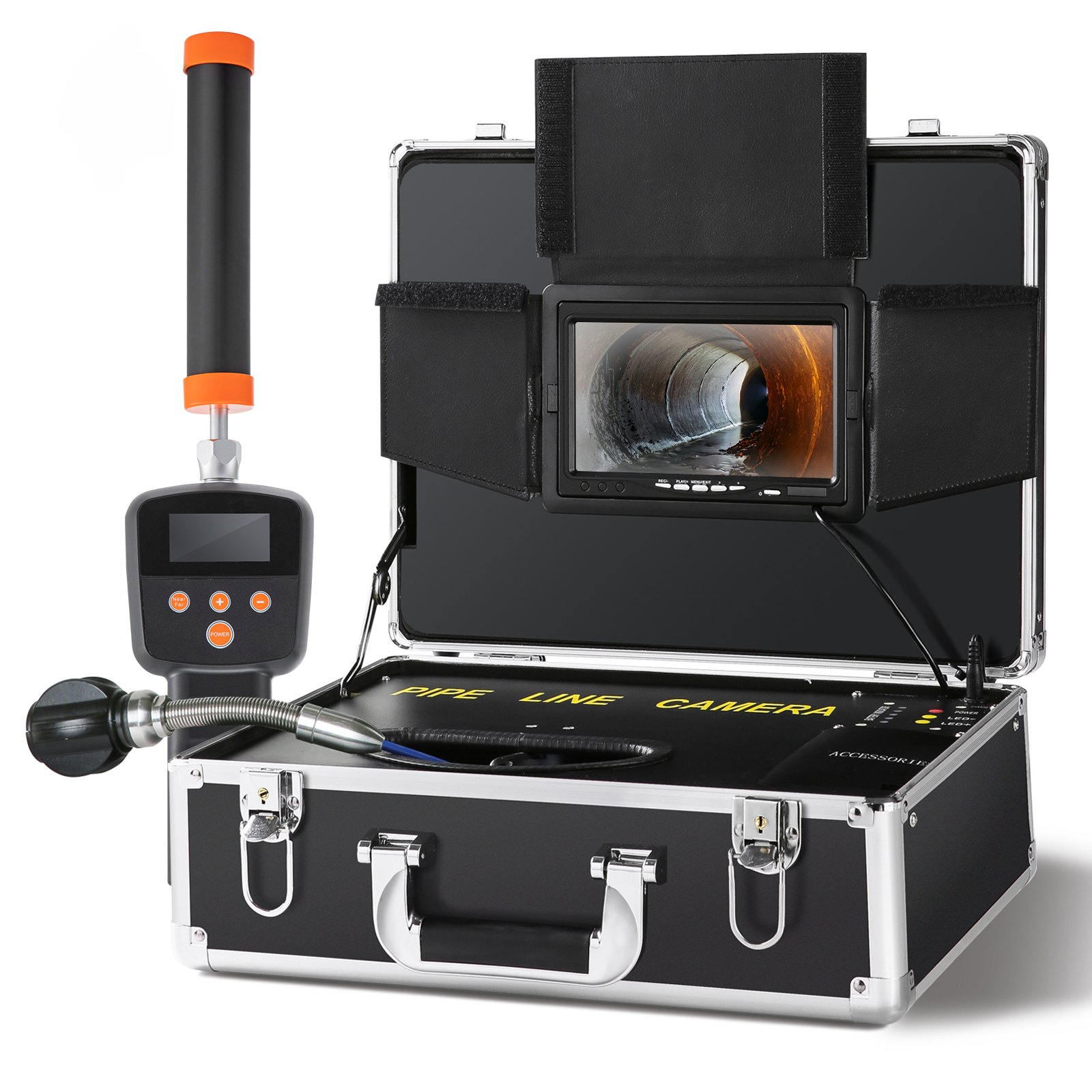 Cámara de inspección de tuberías de 40 metros con localizador 512Hz y DVR, IP68.