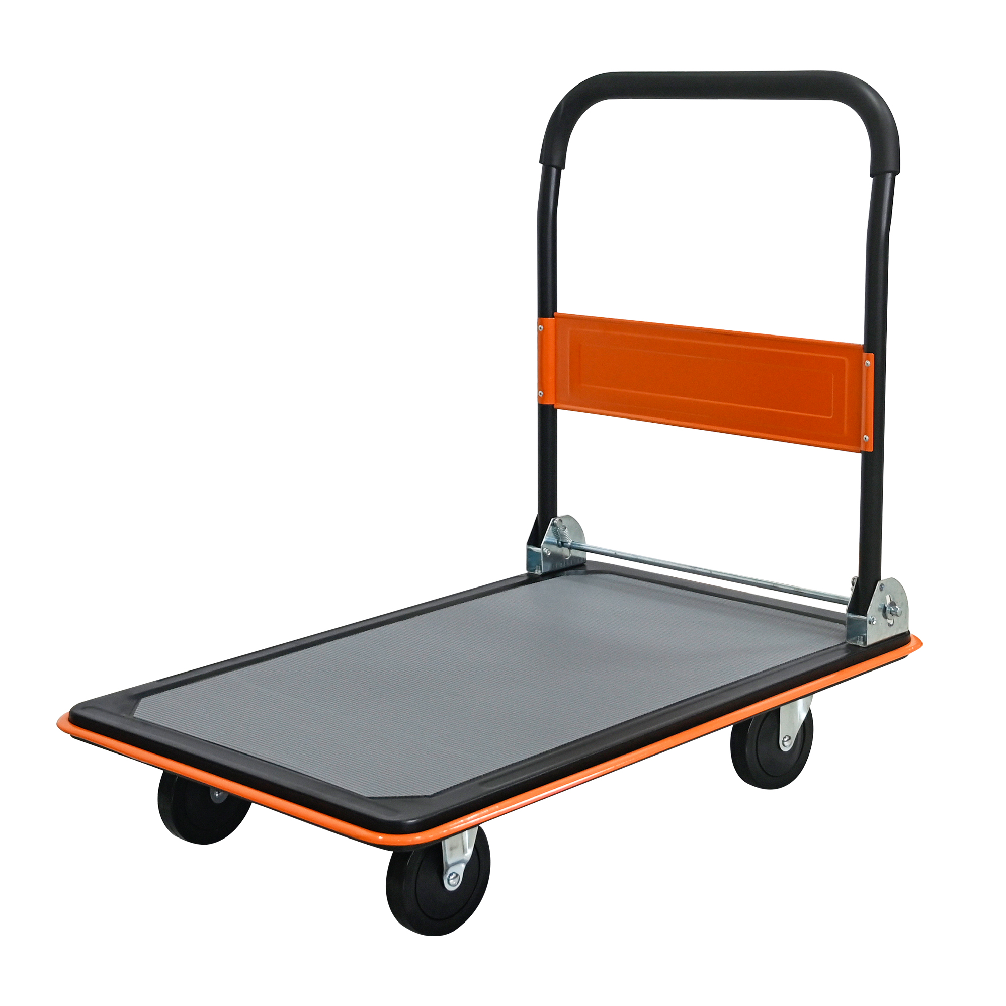 Carro de plataforma plegable, 660 libras, ruedas giratorias 360°, naranja