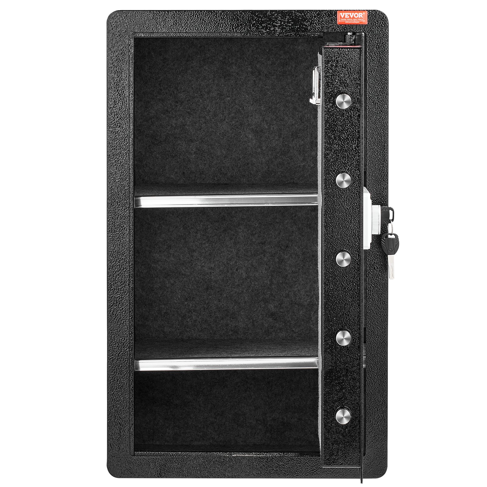 Single Door 4.0 Cu.ft Safe Box With Key Lock, Password & Fingerprint, Safe Lock Box With Fireproof Bag, Key Rack, LED Light, And 2 Shelves For Money, Documents, Jewelry, And Valuables, Black