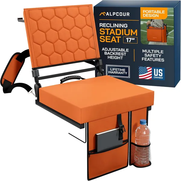 Alpcour Asiento de estadio plegable reclinable con respaldo para gradas