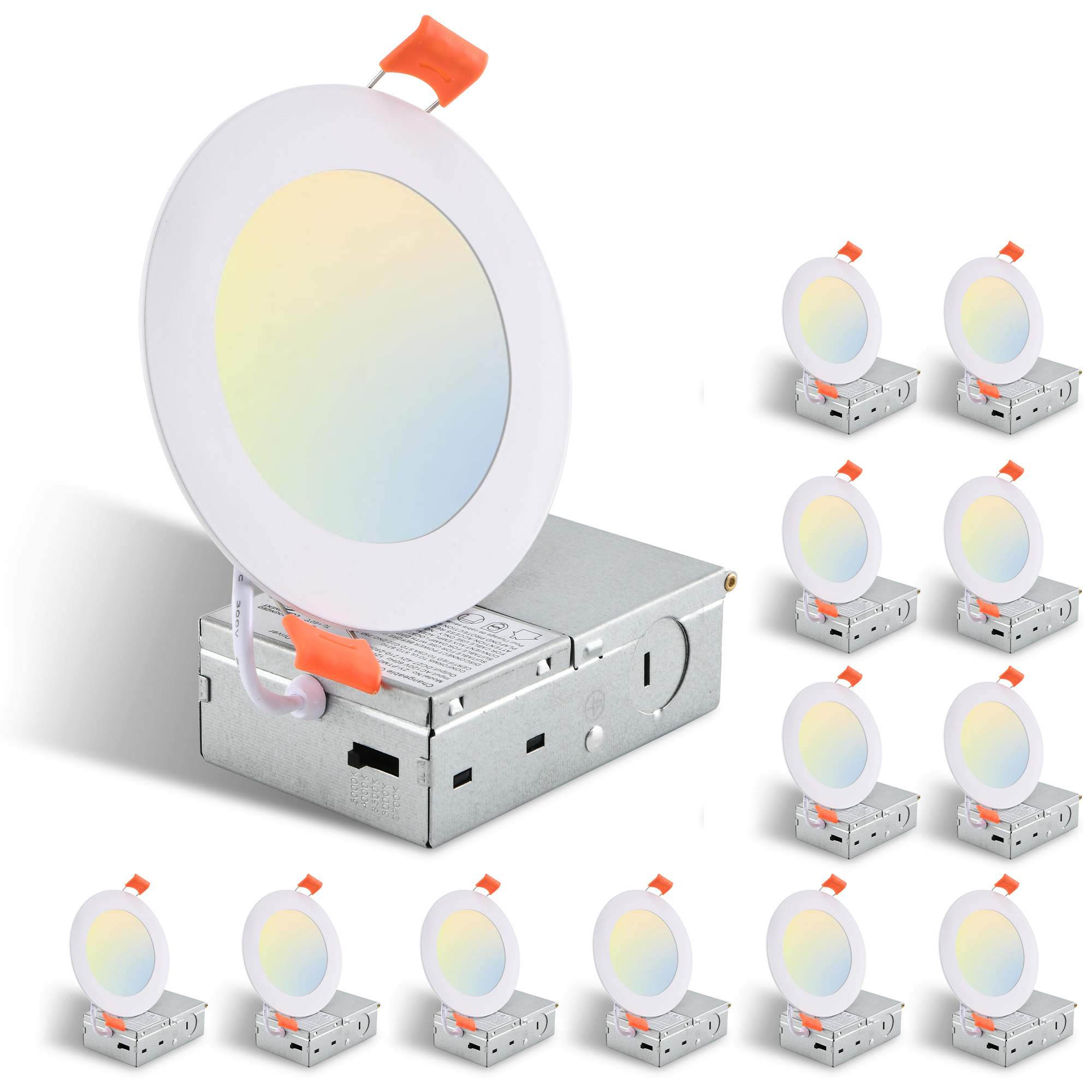 Paquete de 12 luces LED empotrables ultradelgadas de 4 pulgadas, 9W, 810LM