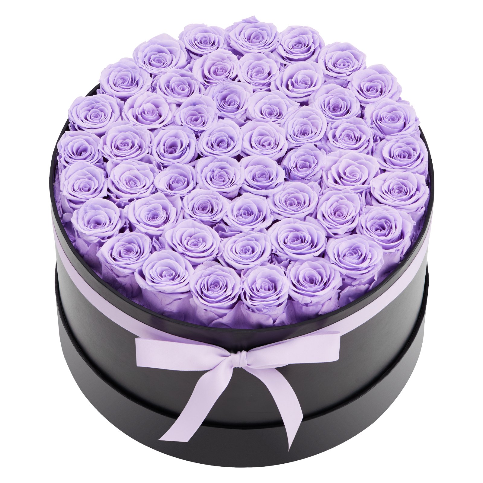 Flores eternas: 50 rosas preservadas en caja, ramo inmortal, color lavanda