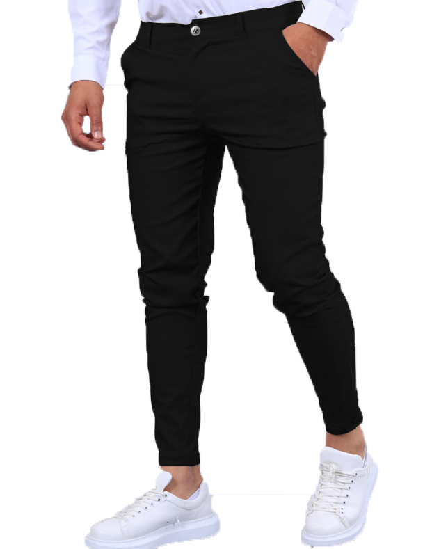 Pantalones elásticos ajustados de seda helada para hombre, casuales de negocios