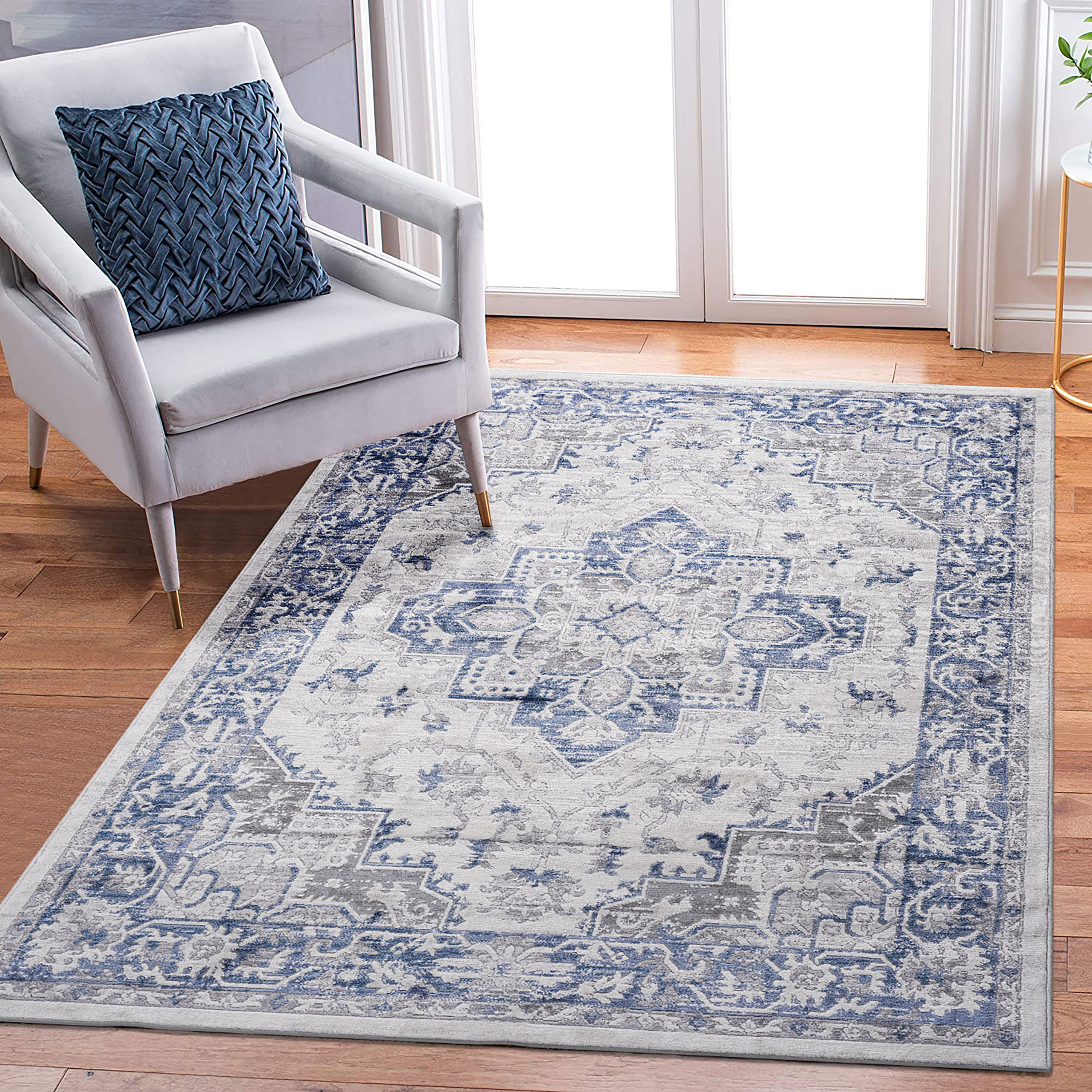 Alfombra Oriental MARFI 8x10, Azul y Gris