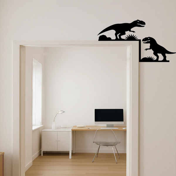 Decoración de pared de dinosaurio industrial vintage, escultura de arco