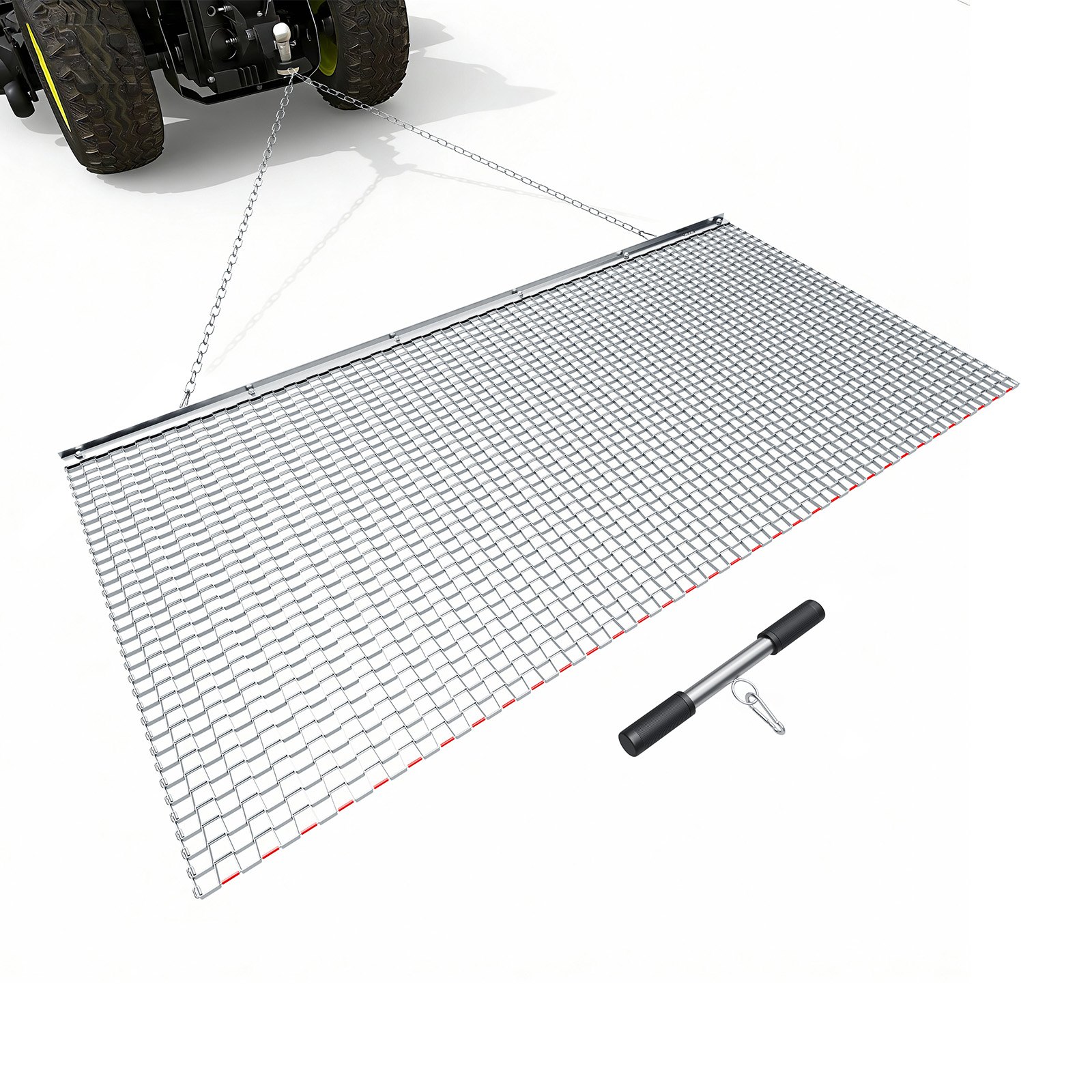 Rastra de arrastre de cadena, 6 x 3 pies, acero galvanizado, para ATV y tractor