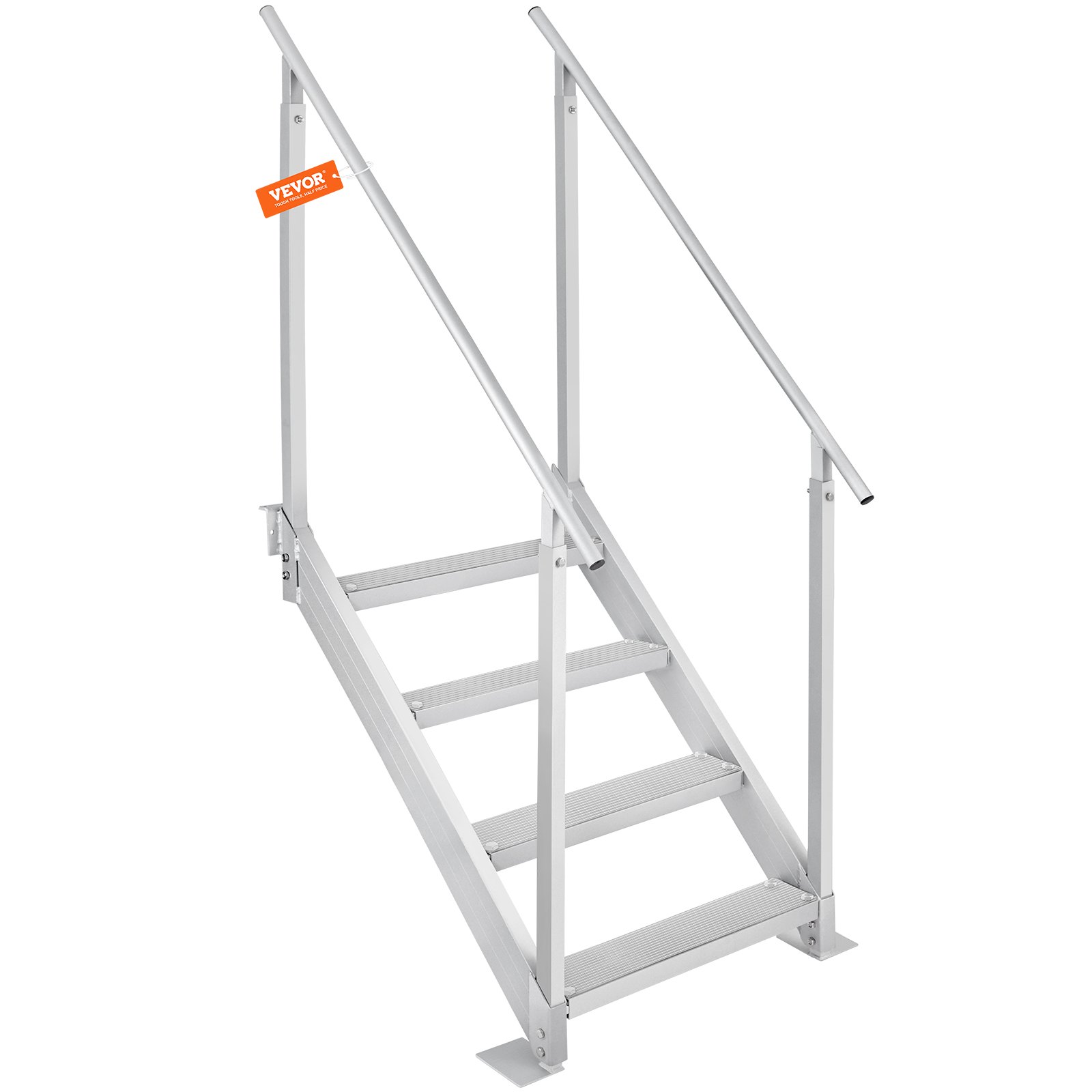 Escalera para muelle de aluminio, 4 peldaños, altura ajustable 30-38 pulgadas, 500 libras
