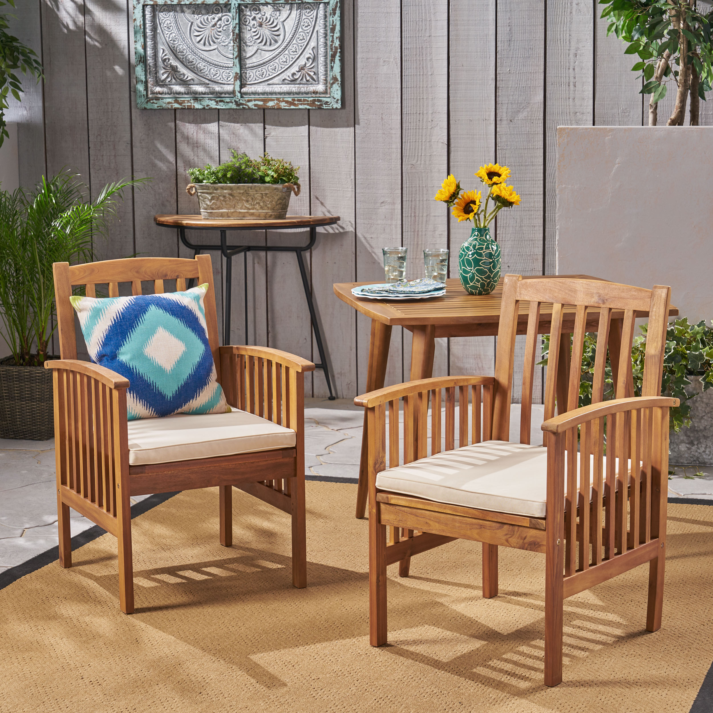 Silla de comedor CASA ACACIA, 2 piezas con 2 cojines