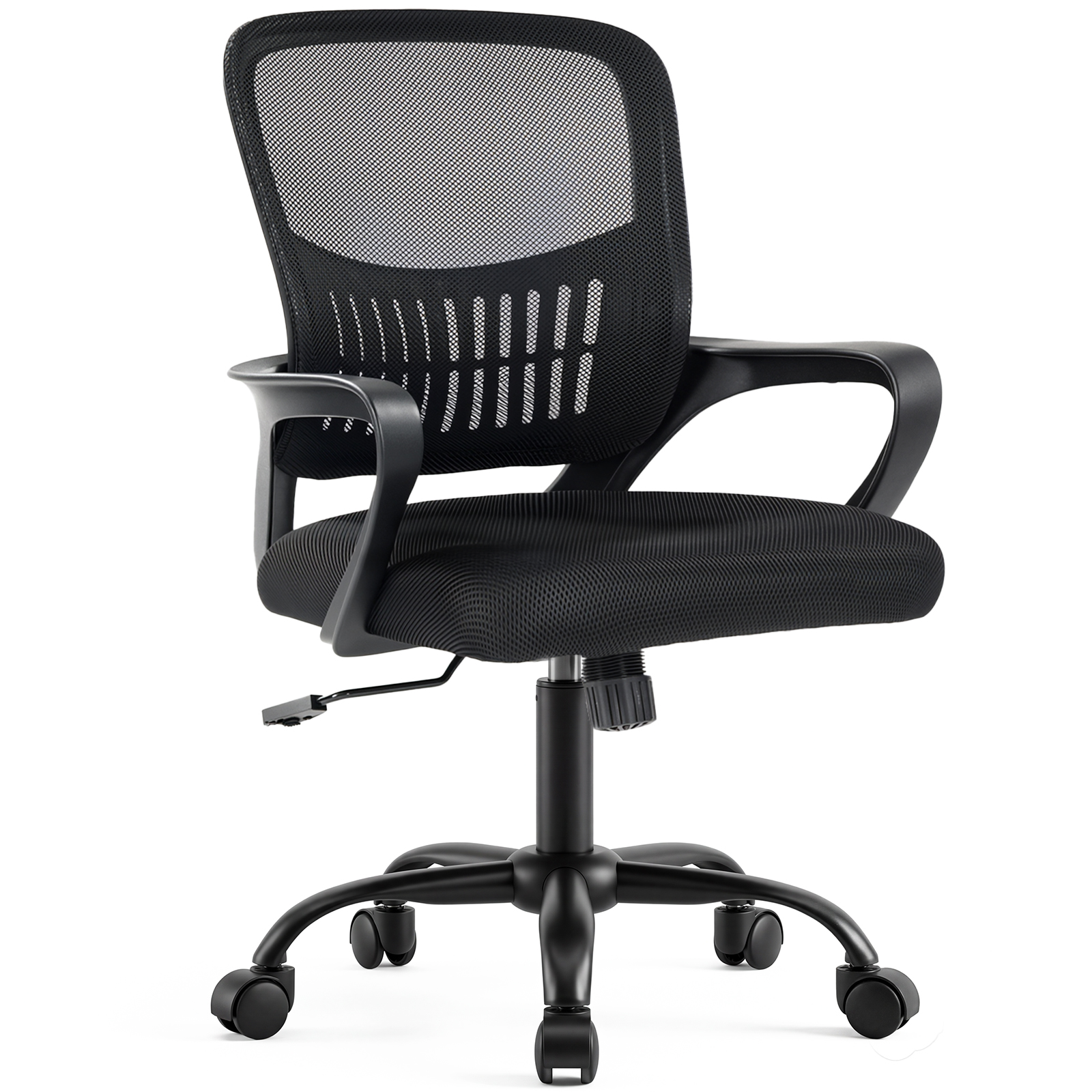 Silla de escritorio con respaldo giratorio ajustable, soporte lumbar y reposabrazos