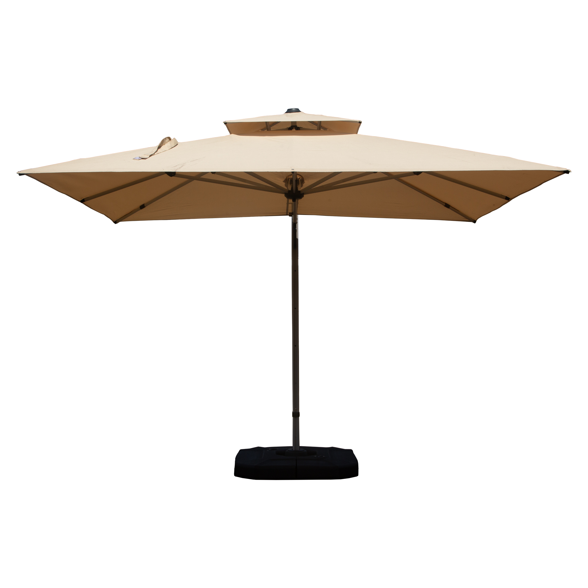 10 X10  Square Cantilever Umbrella With Center Pole, Beige  Base Not Included