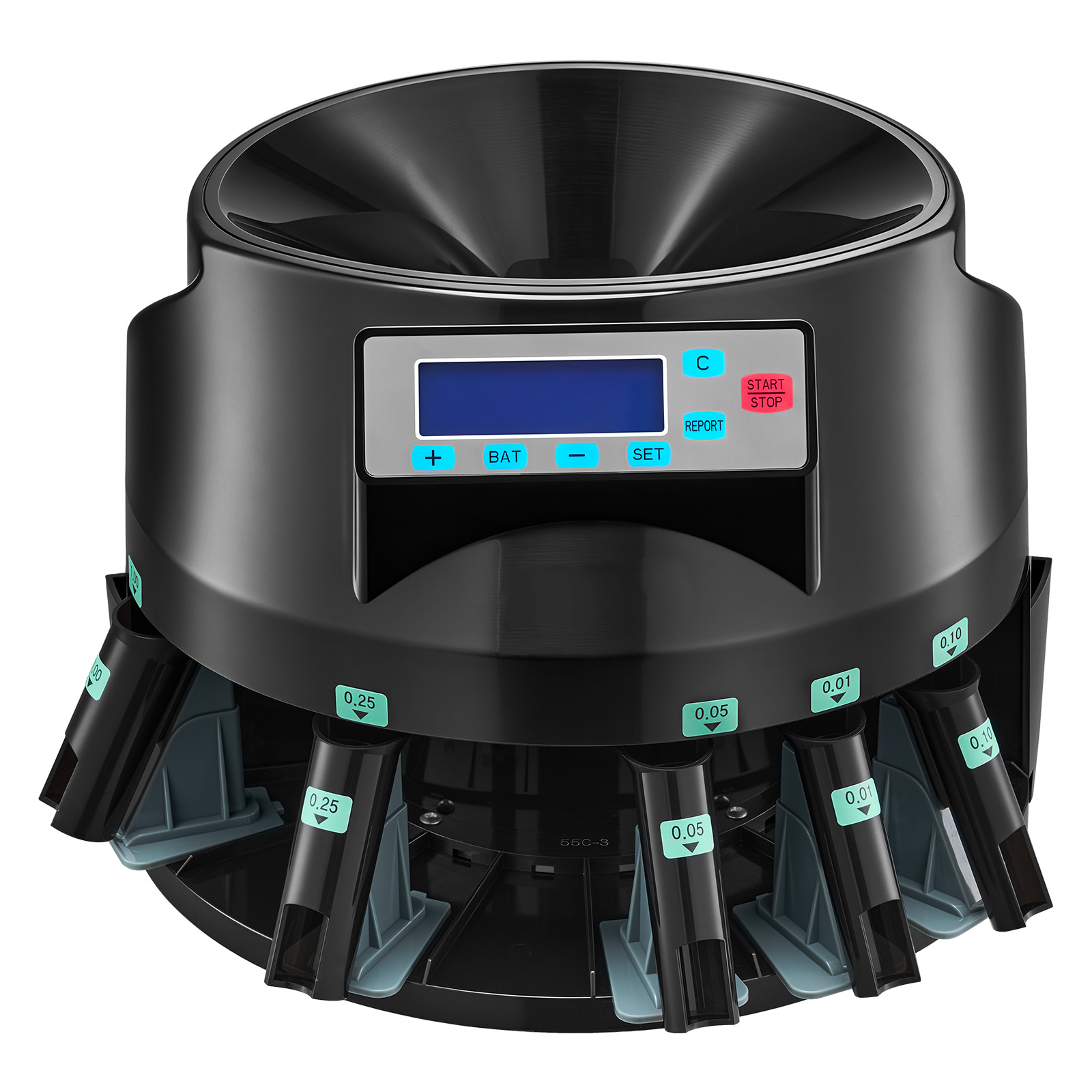 Coin Counter Machine, 5 Denominations, Accurate Coin Sorter Machine, Sorts Up To 225 Coins Per Minute, USD Change Counter With LCD Display, Smooth Operation, Batch Feature, Holds 1500 Coins