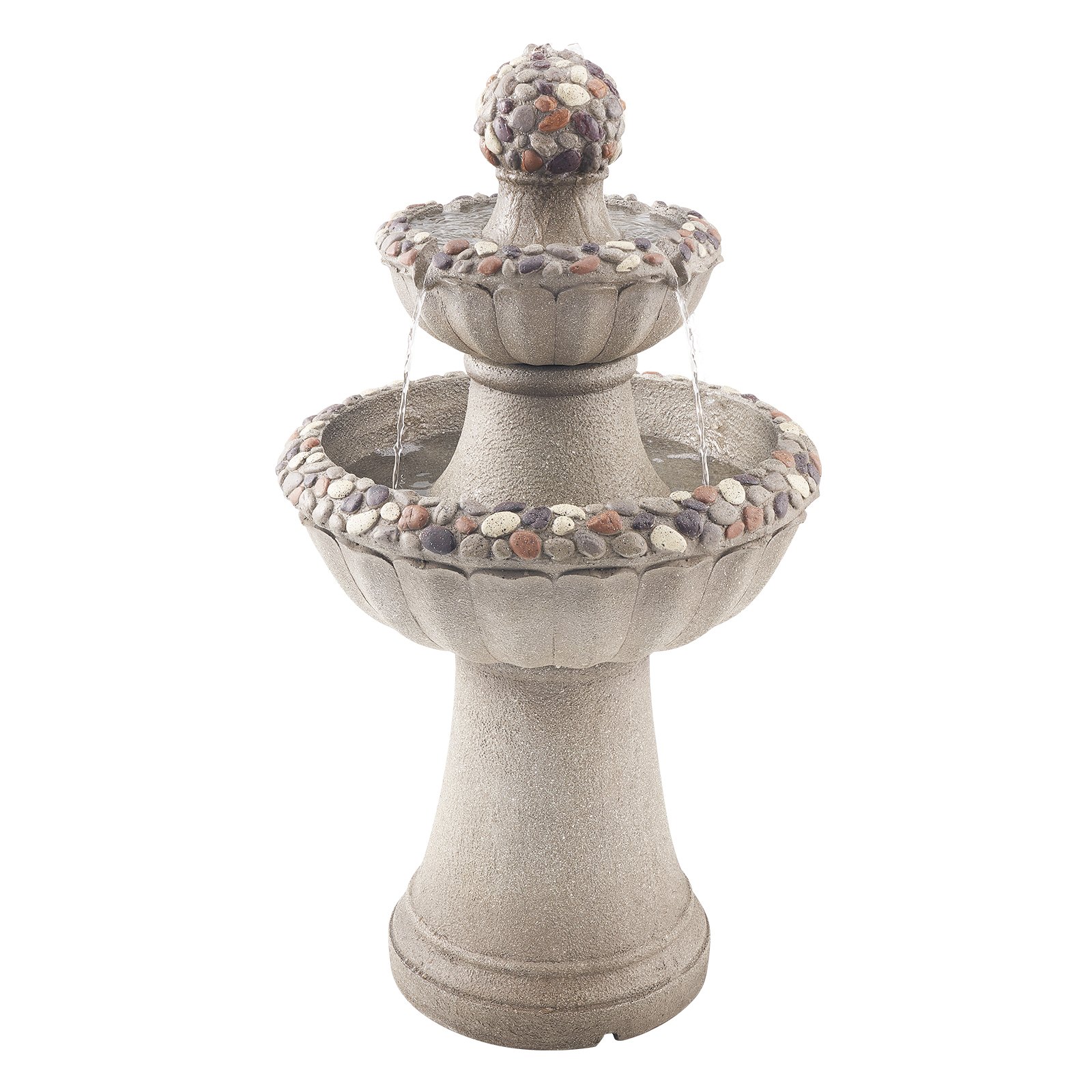 Outdoor Water Fountain 2-Tier Rock Base Style 36.5 In Height Fountains