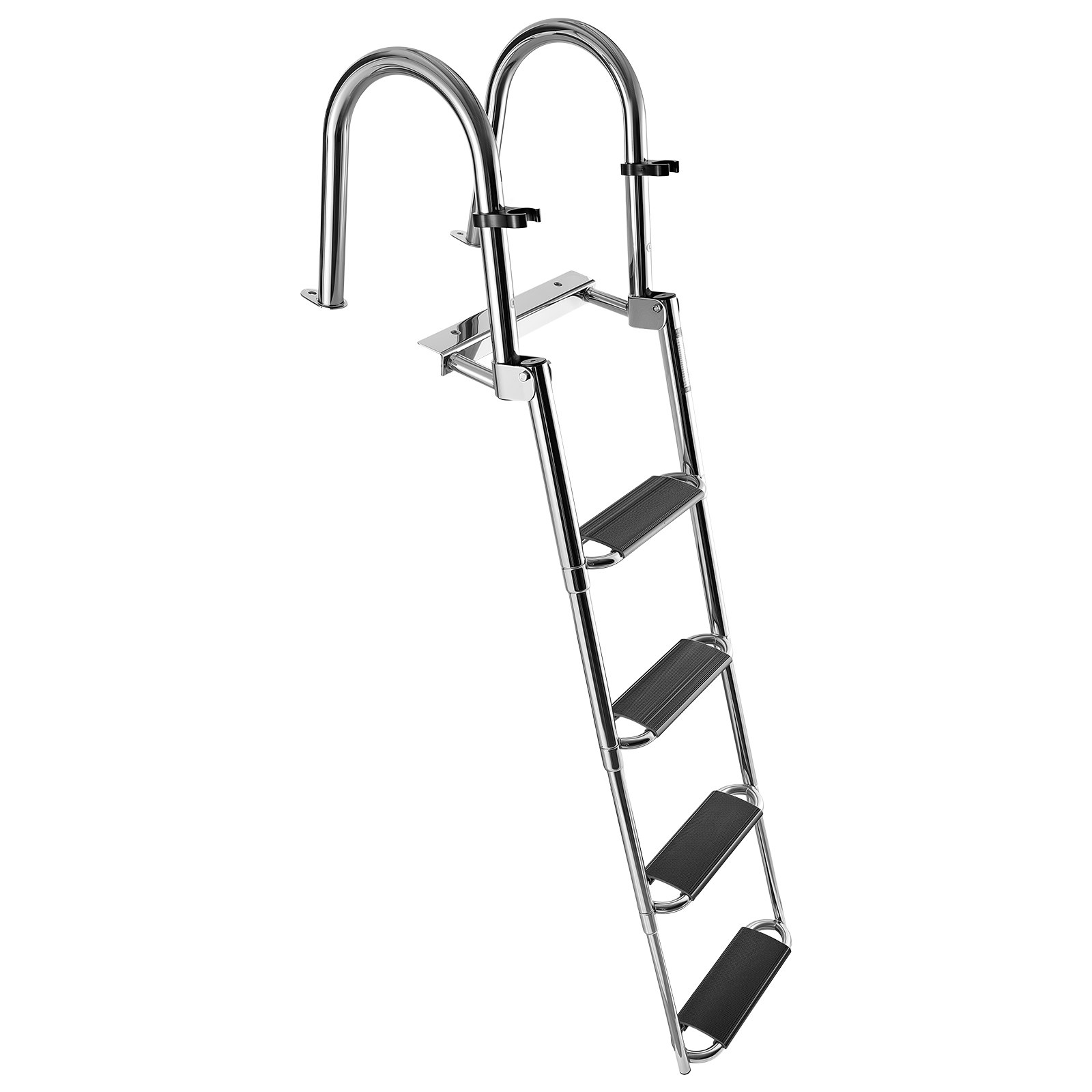 Escalera para Barco de 4 peldaños, plegable telescópica de acero inoxidable, 600 libras