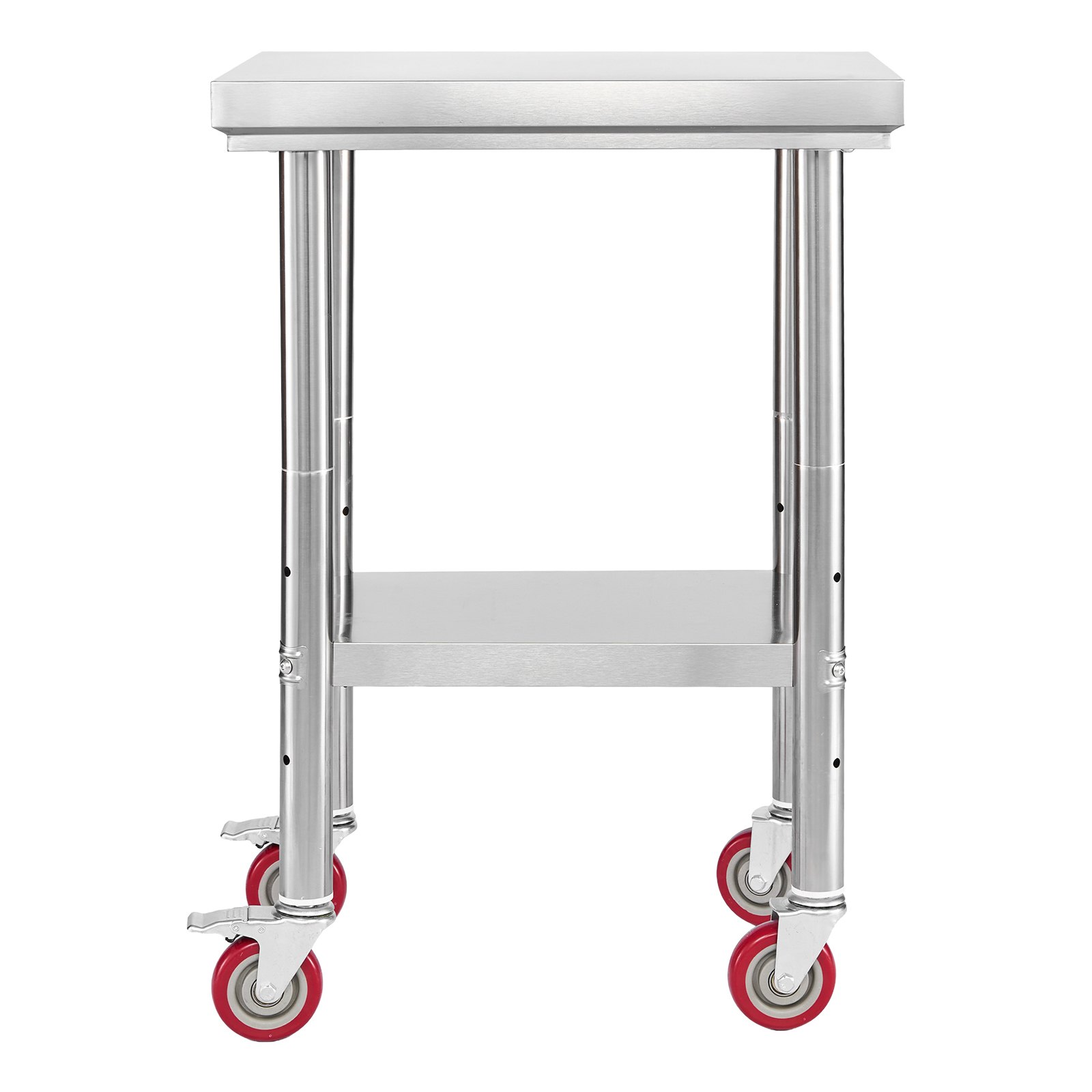 Mesa de trabajo de acero inoxidable 24x18 pulgadas con ruedas y estante ajustable