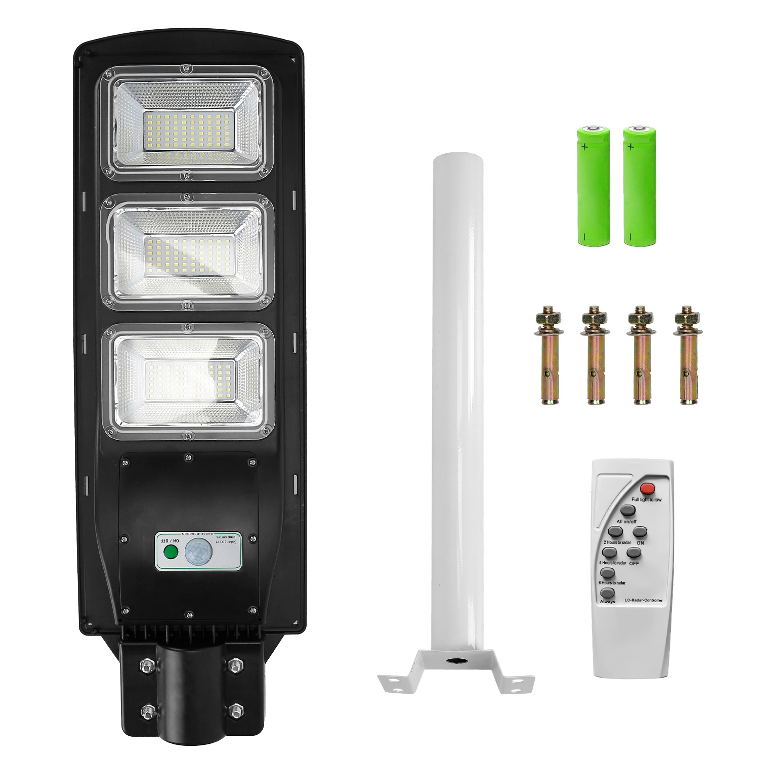 Lámpara solar para exterior, 180 LEDs, sensor, control remoto, IP65 impermeable