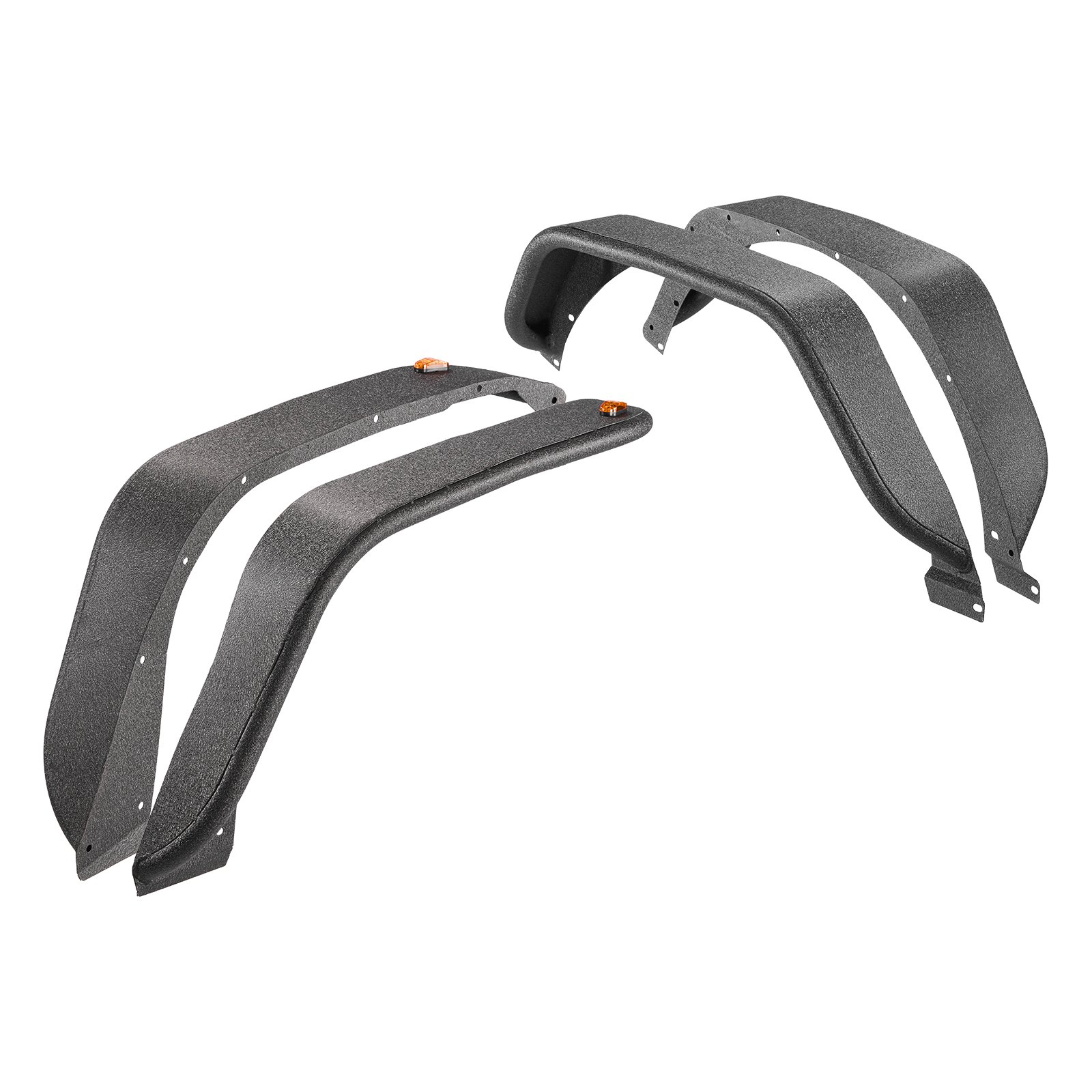 Fender Flare, Front & Rear Jeep Fender Flares Compatible With 2018-2024 Jeeps JL/JLU 2/4 Doors, Off-Road Steel Liner Set With LED Lighting, Fine-Textured Black Paintable  Fenders For Jeep JL