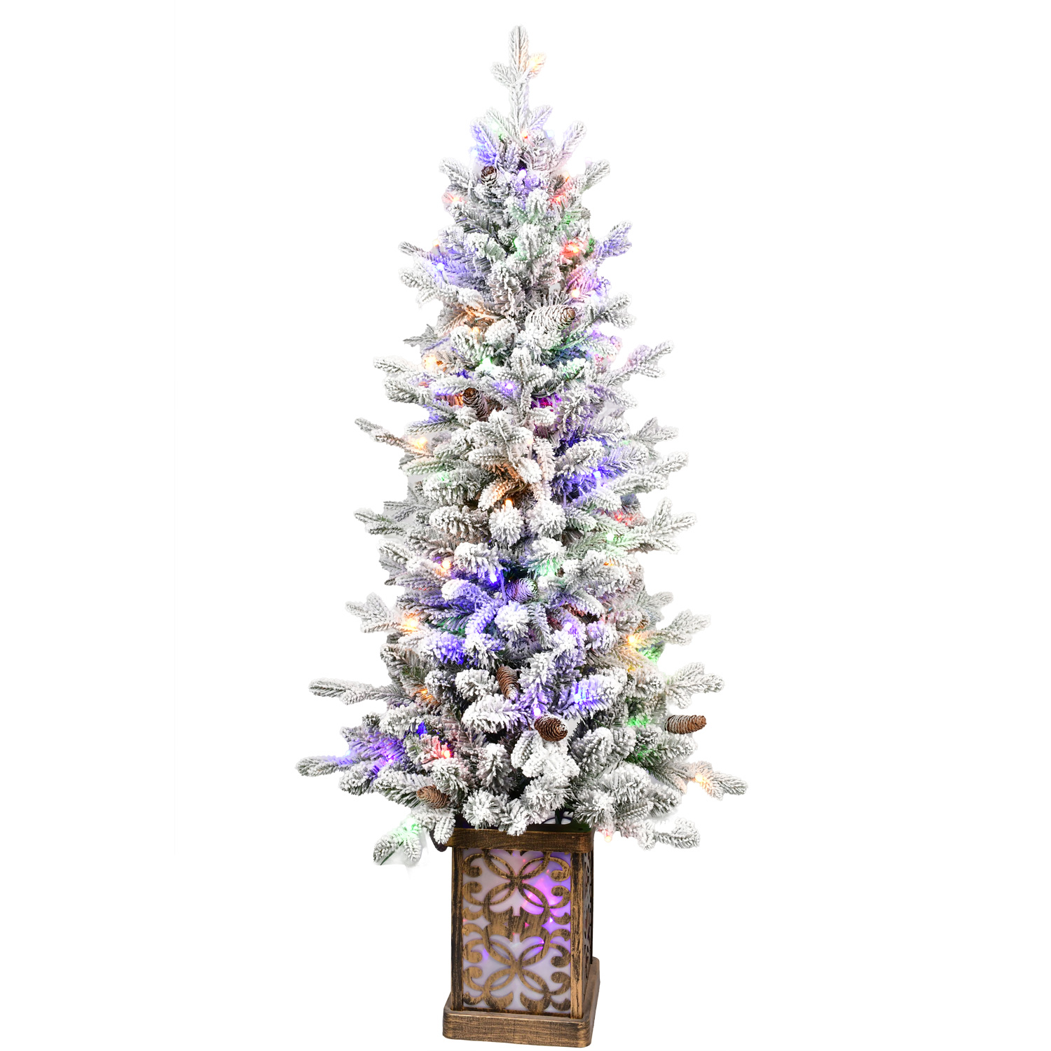 Árbol de Navidad artificial de 4 pies, PE PVC, con efecto nevado