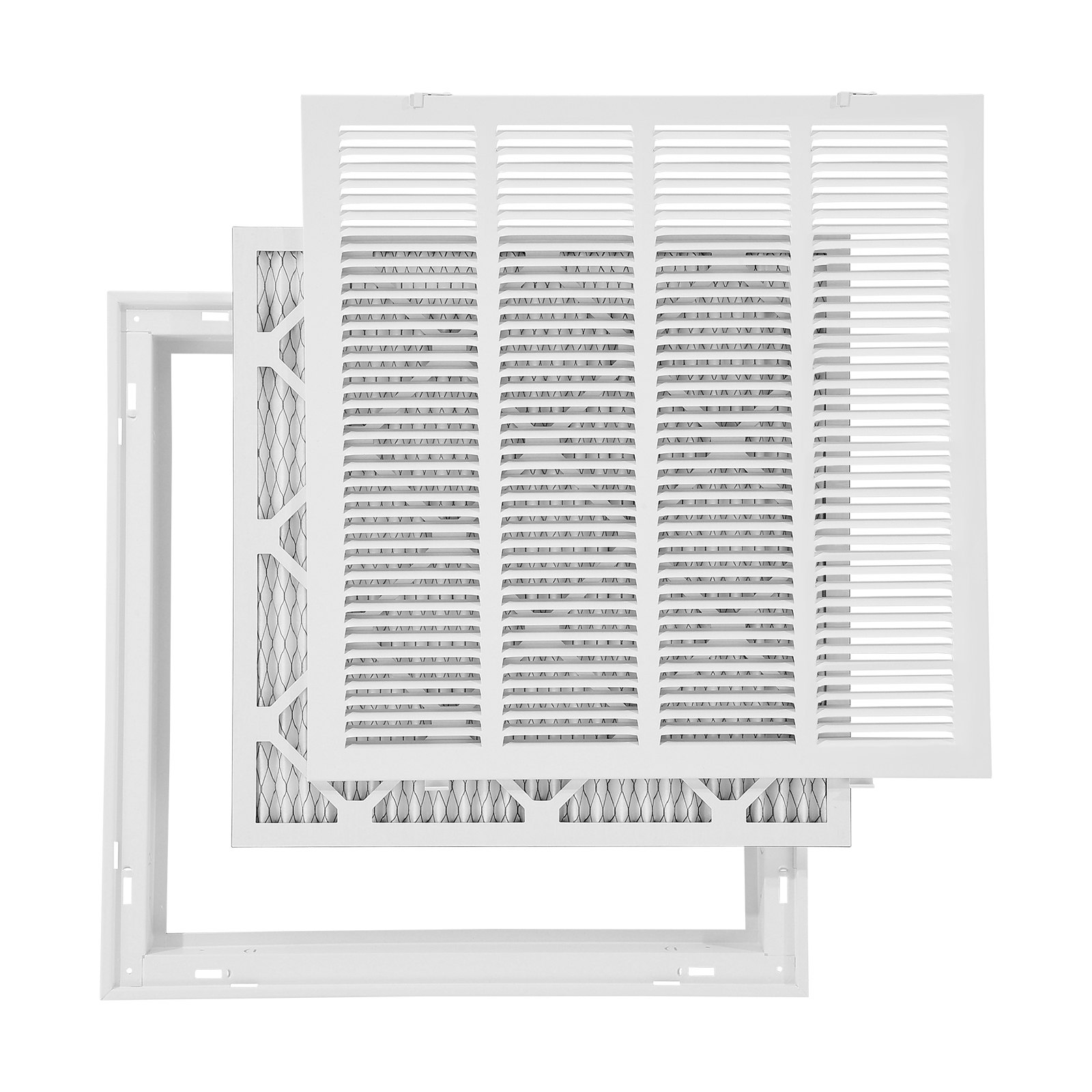 Return Air Filter Grille, Fits W20 X H20in Duct Opening Size, Filter Included, Return Air Vent Cover For Wall, Powder-Coated Steel Return Air Grill Detachable Face/Door For 1 Inch Filters