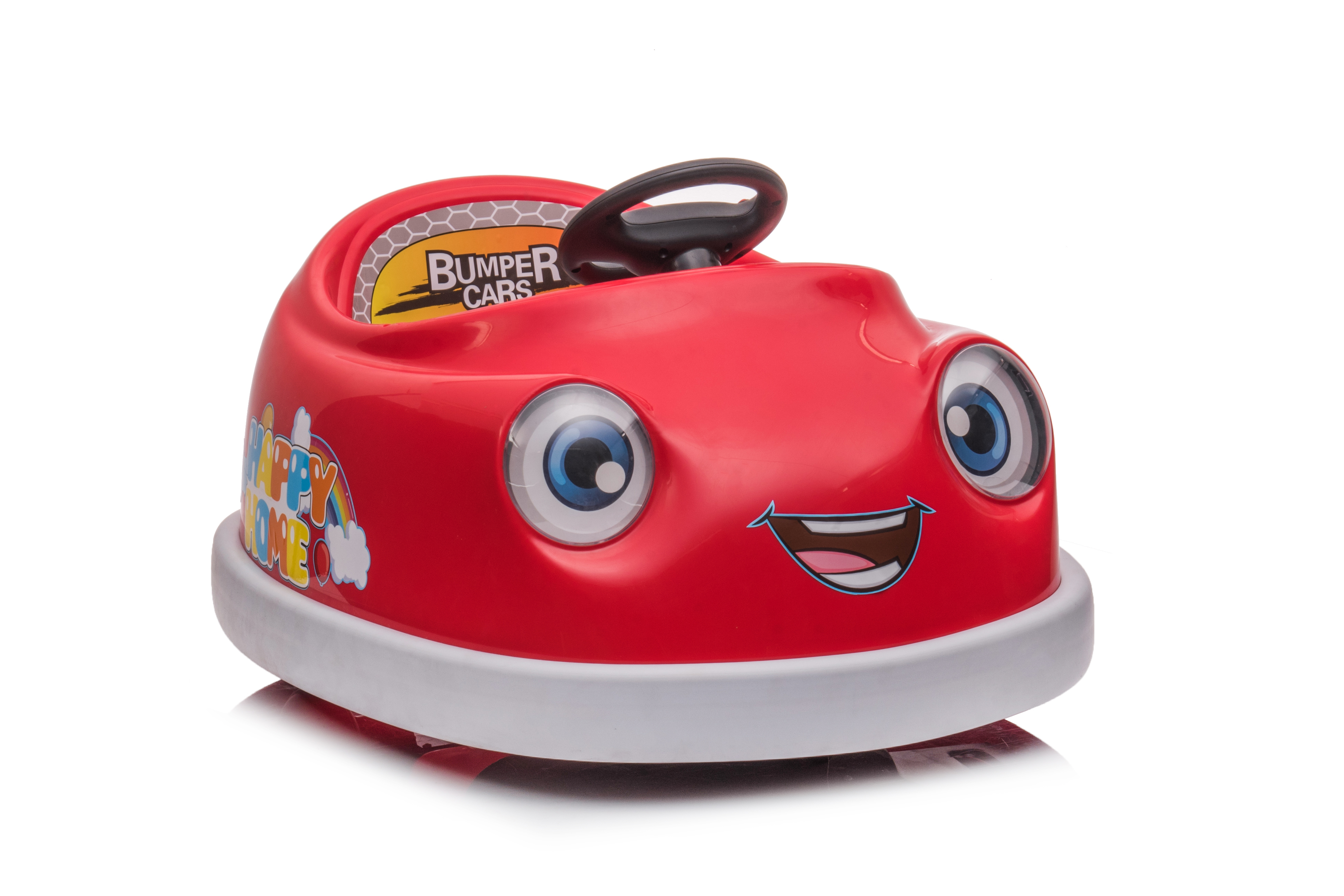Bumper Car For Kids, 12v Dual Drive 1-6 Years Old Children's Electric Car With Pushrod Dinner Plate USB BT Music Rocking Horse Mode Anti-Collision Bumper Ride On Car
