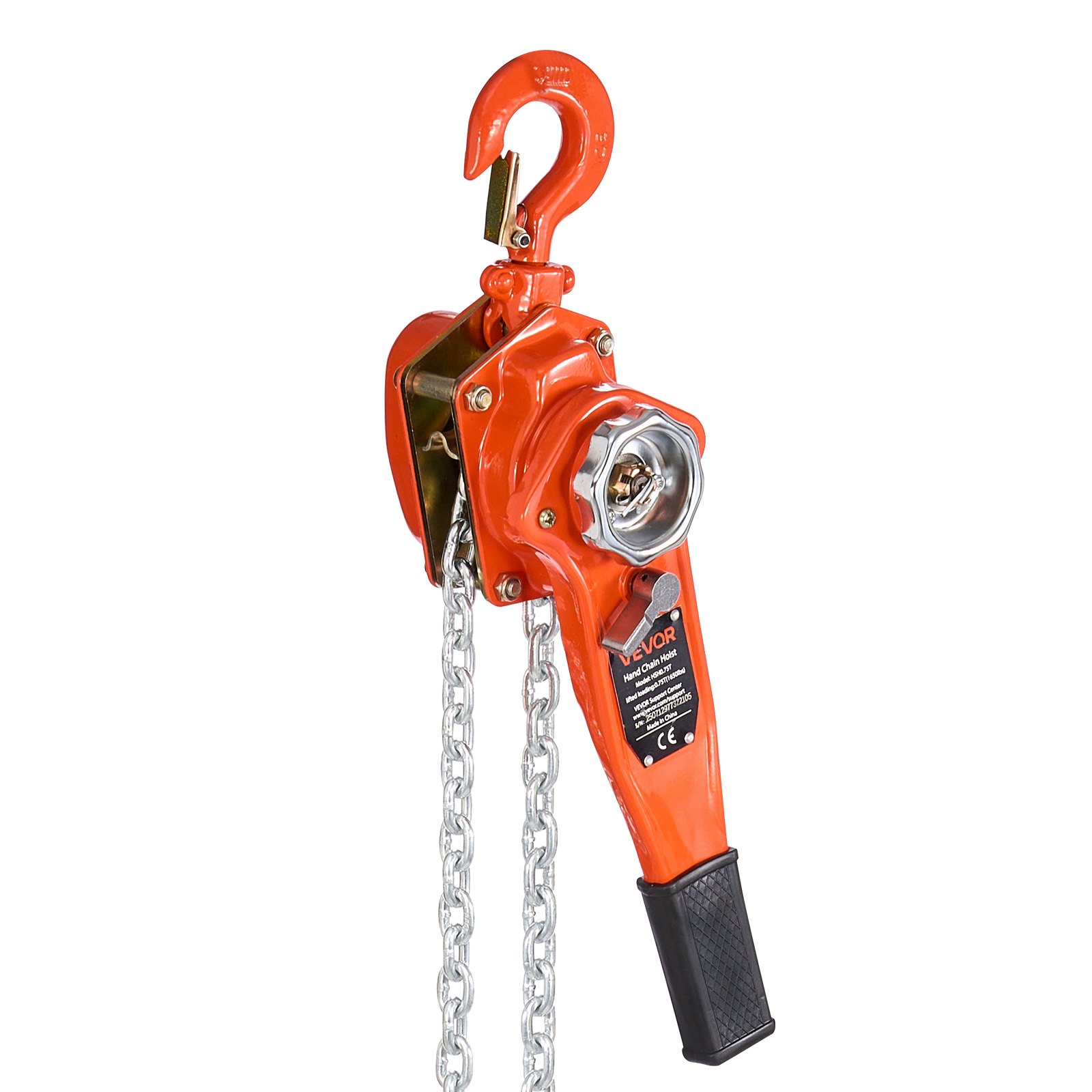 Manual Lever Chain Hoist, 3/4T 1650LBS Capacity Heavy Duty Come Along, 5FT Lift G80 Alloy Steel Chain With Dual Pawl Mechanical Brake,360°Rotating Hooks, For Warehouse Construction Garage