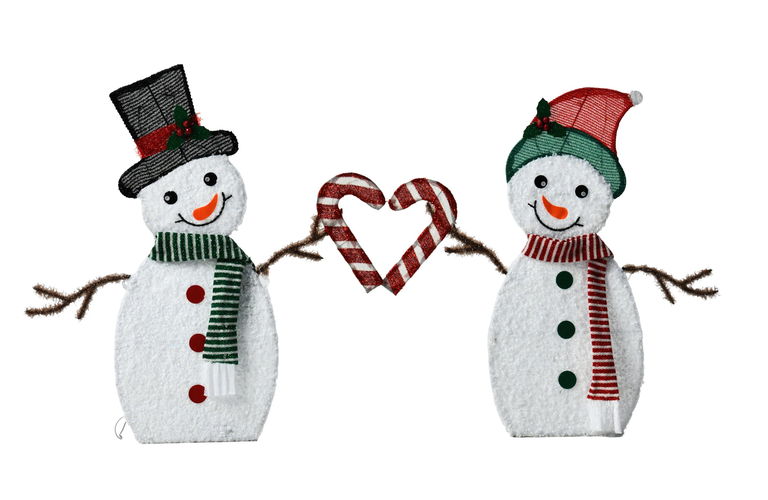 Luces decorativas navideñas de muñeco de nieve con corazón, luz cálida para interior y exterior