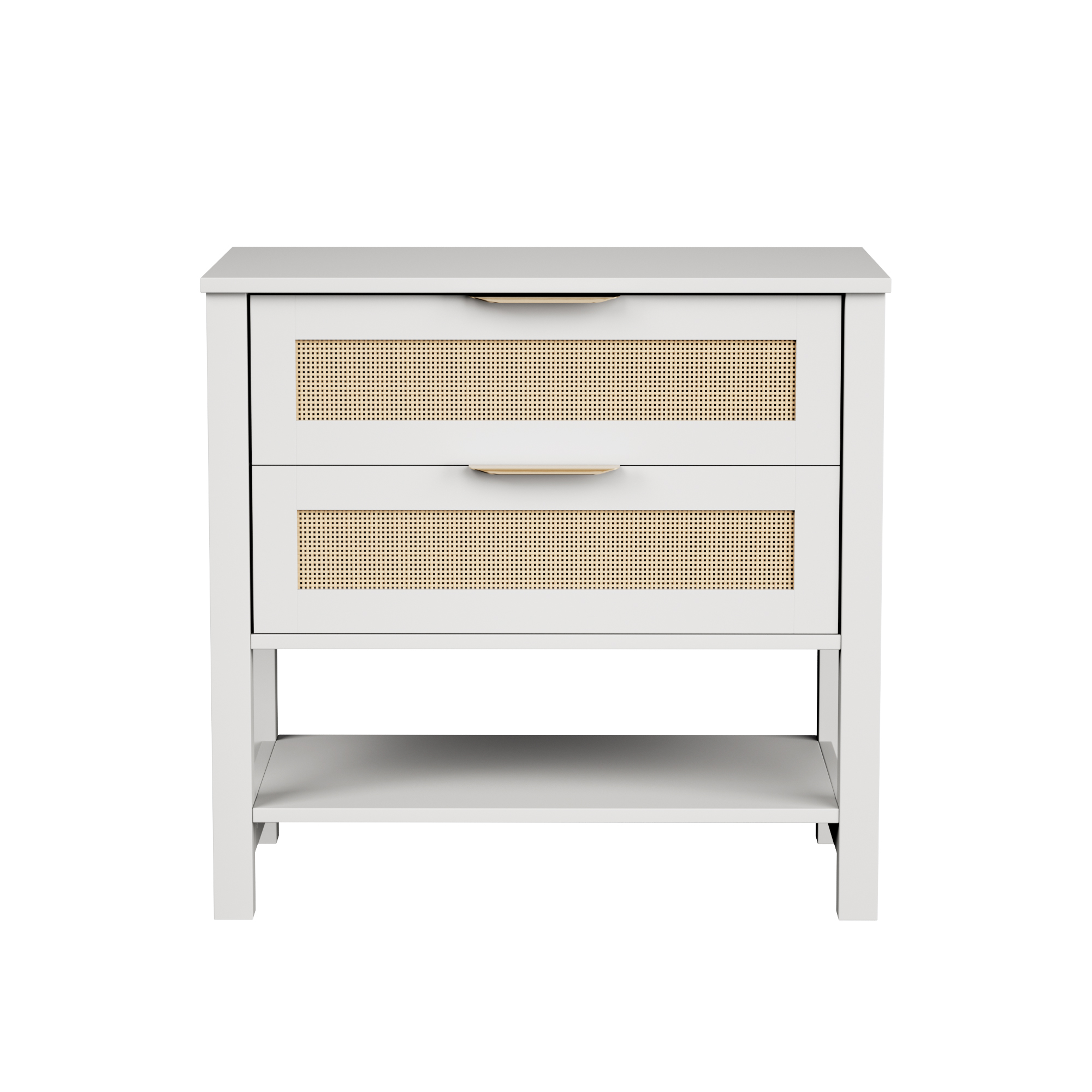 Rattan Nightstand With 2 Drawers And Storage Shelf Boho Bedside Narrow Side Table For Bedroom