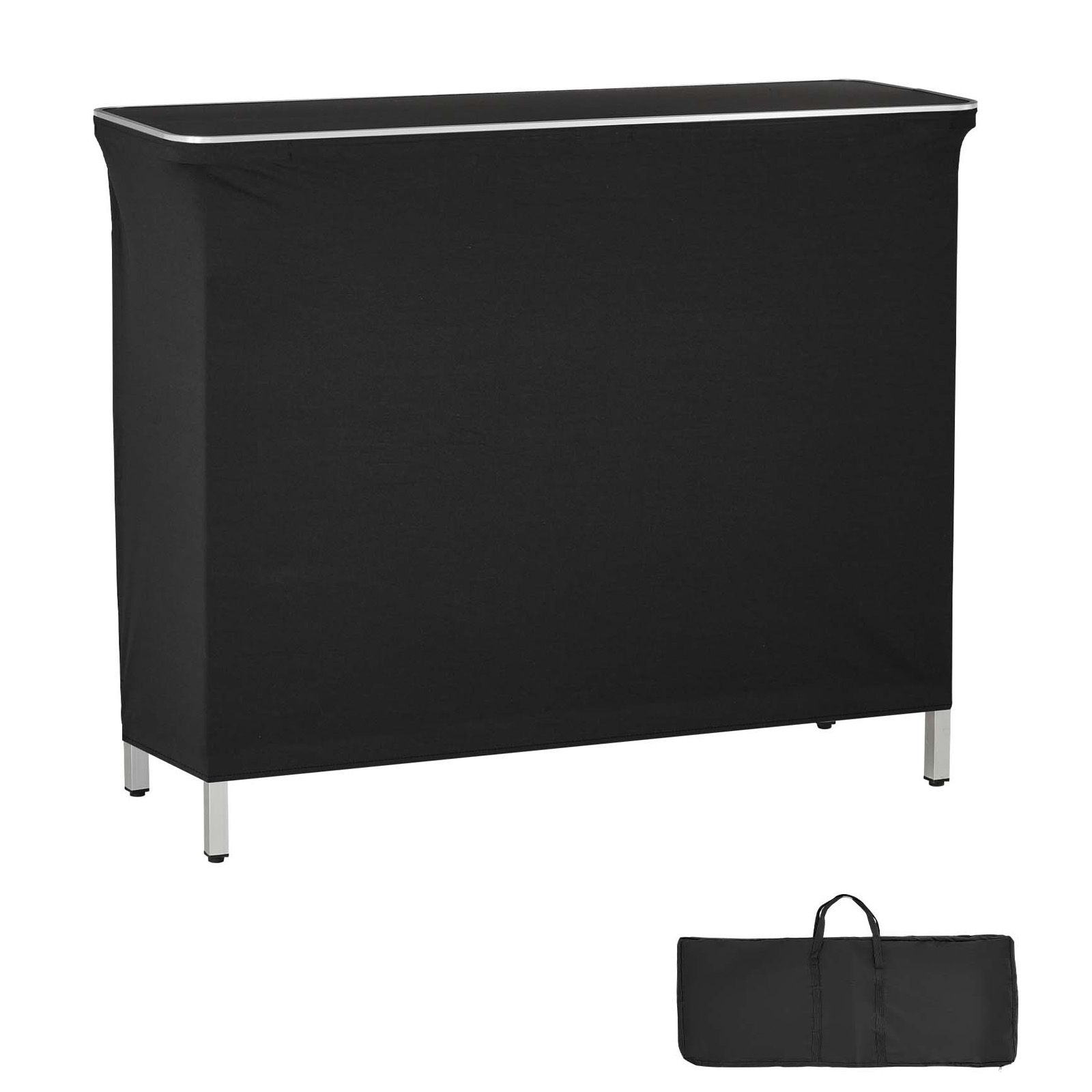 Mesa de bar plegable portátil 43.3 x 15.2 x 34.8 pulgadas, con bolsa y estantes.