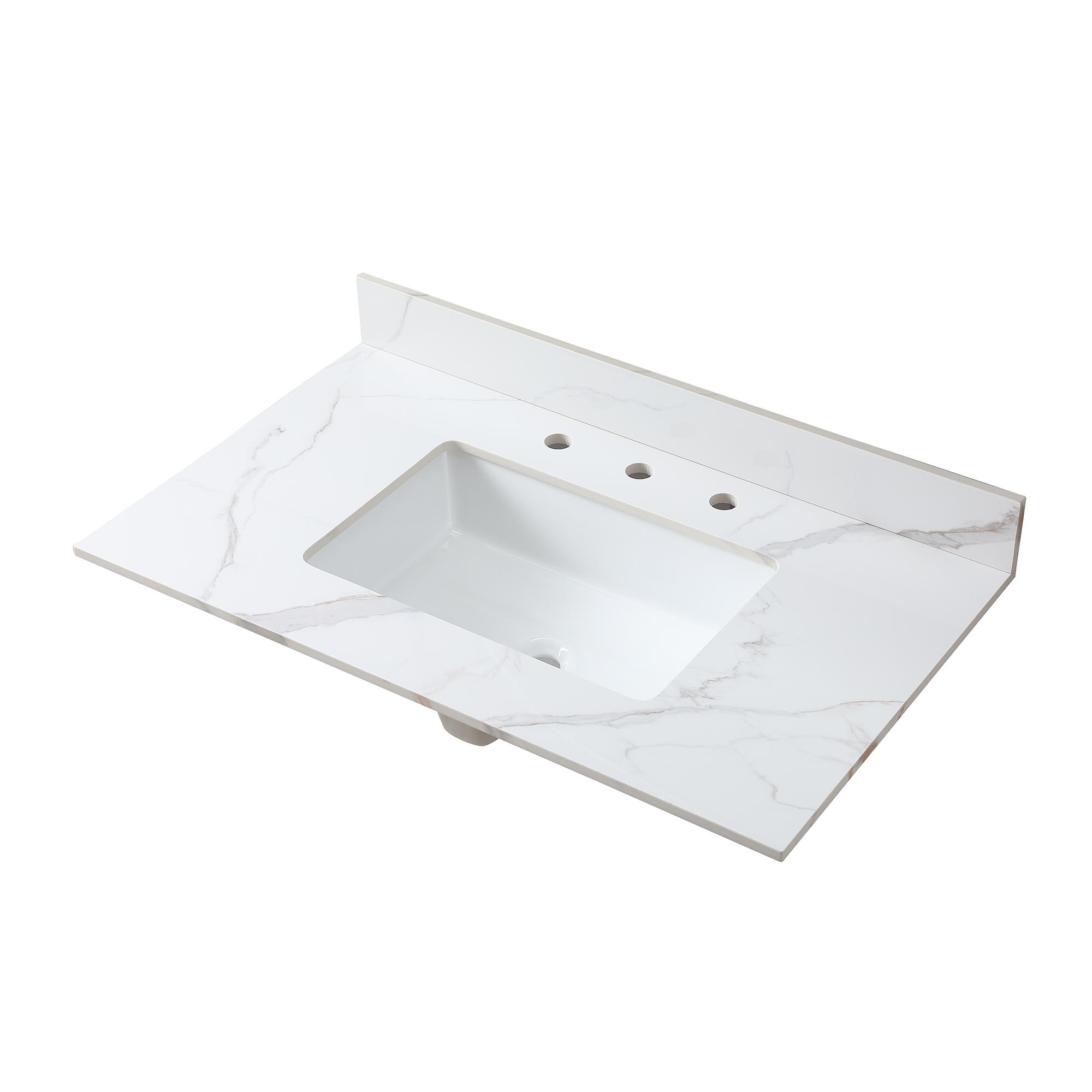 Montary 37inch Bathroom Vanity Top Stone Carrara Gold New Style Tops With Rectangle Undermount Ceramic Sink And 3 Faucet Hole For Bathroom Cabinet