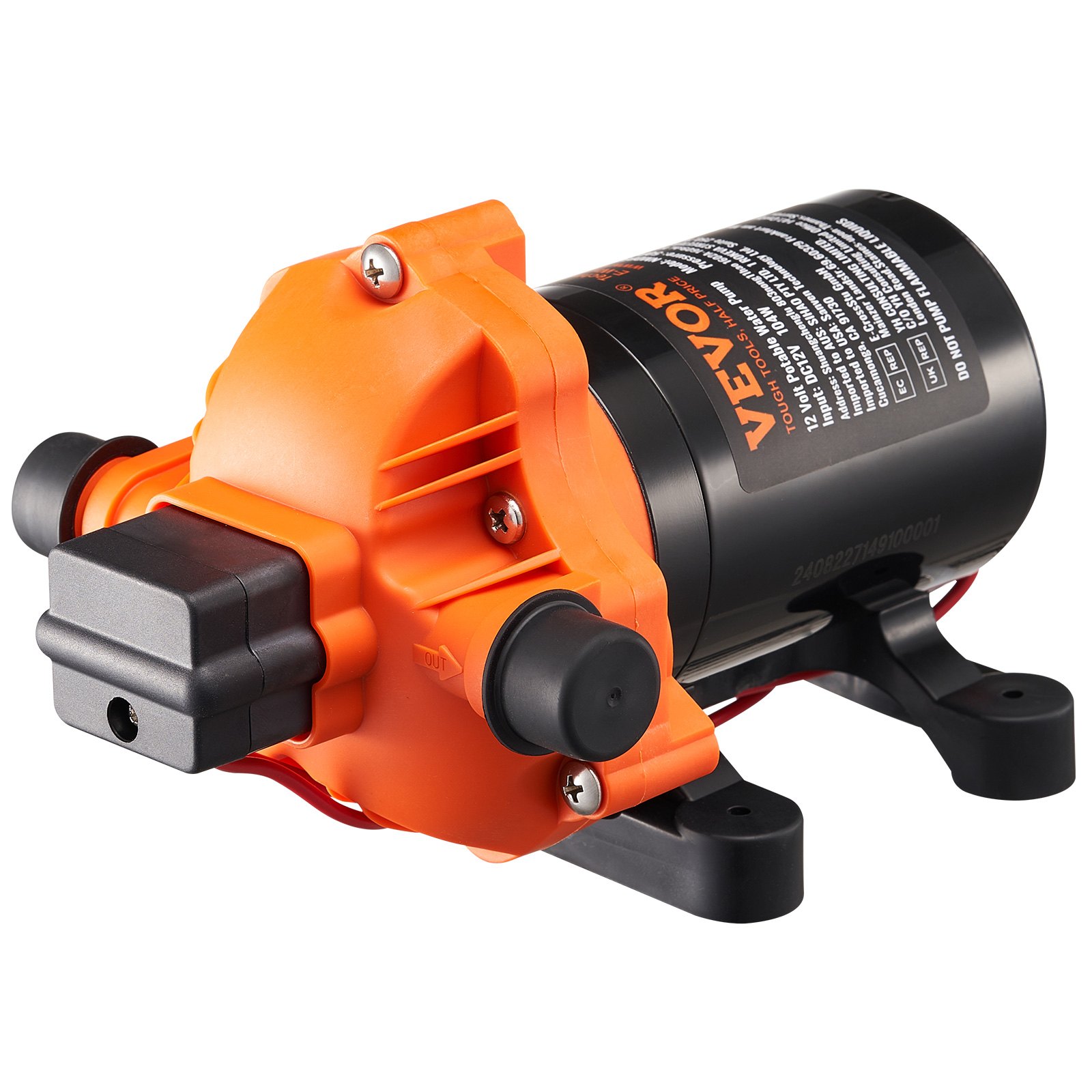 12V Diaphragm Pump 3.5GPM 13.25L/min 3-Chamber Water Pump Pressure Switch