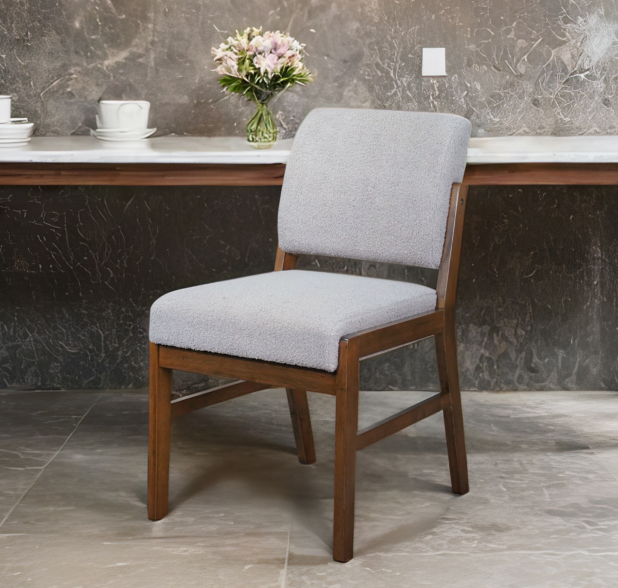 Sillas de comedor Caldwell (juego de 2) - Boucle gris claro