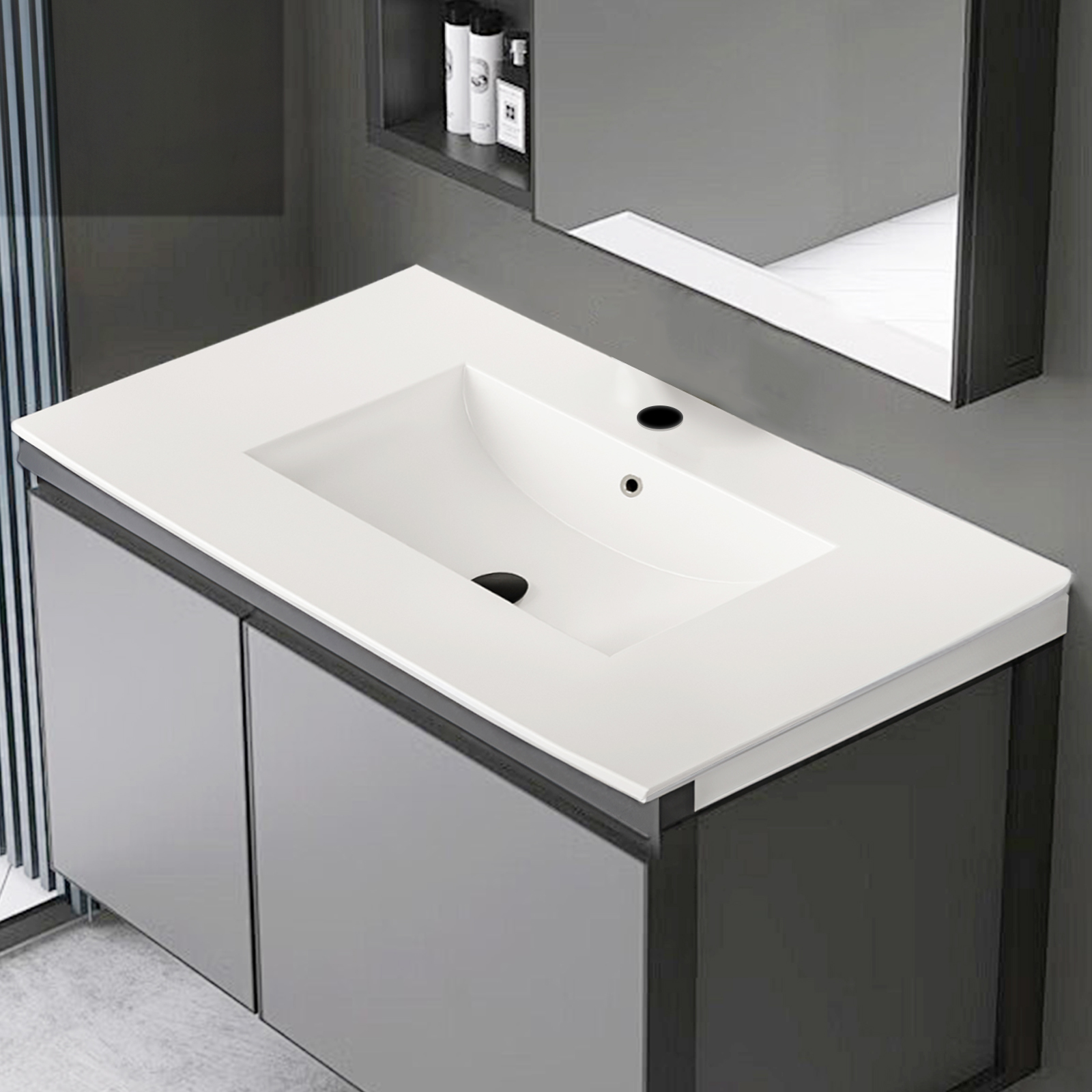 36 Bathroom Vanity Top Only  White Basin Ceramic