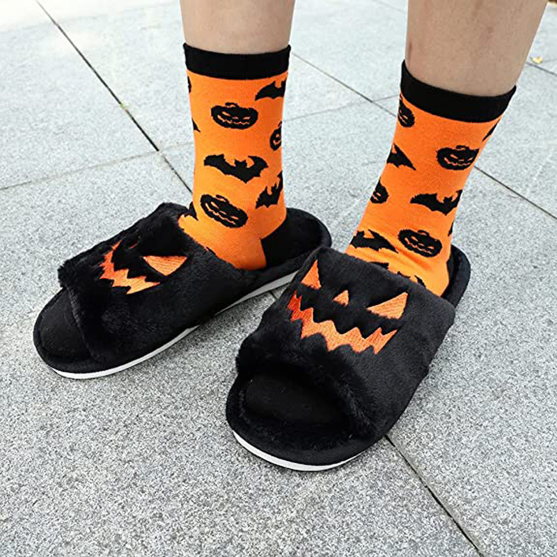 Pantuflas cálidas de invierno para mujer, diseño de Halloween