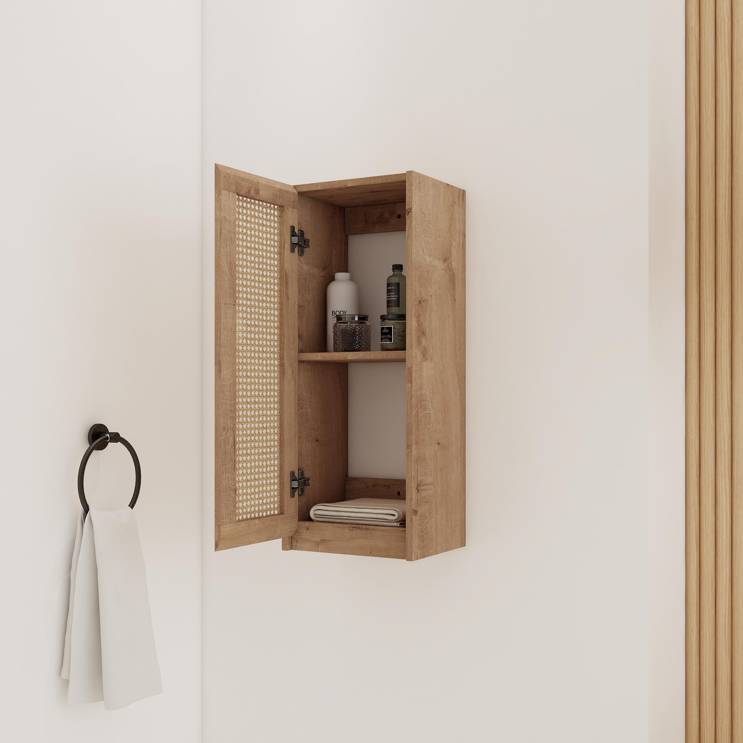Gabinete lateral de baño de 12 pulgadas con puertas de cierre suave, montaje flotante.