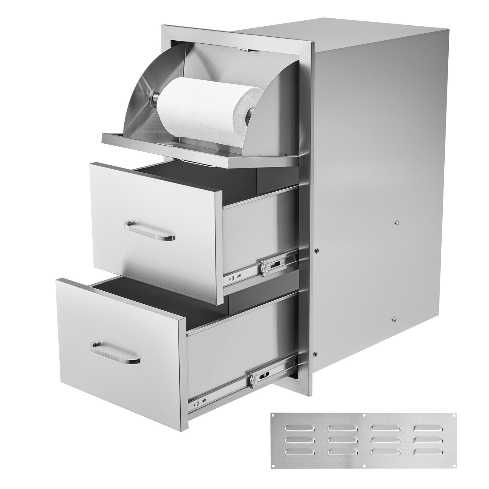 Cajones dobles de acero inoxidable para cocina exterior, 17x30x21 pulgadas