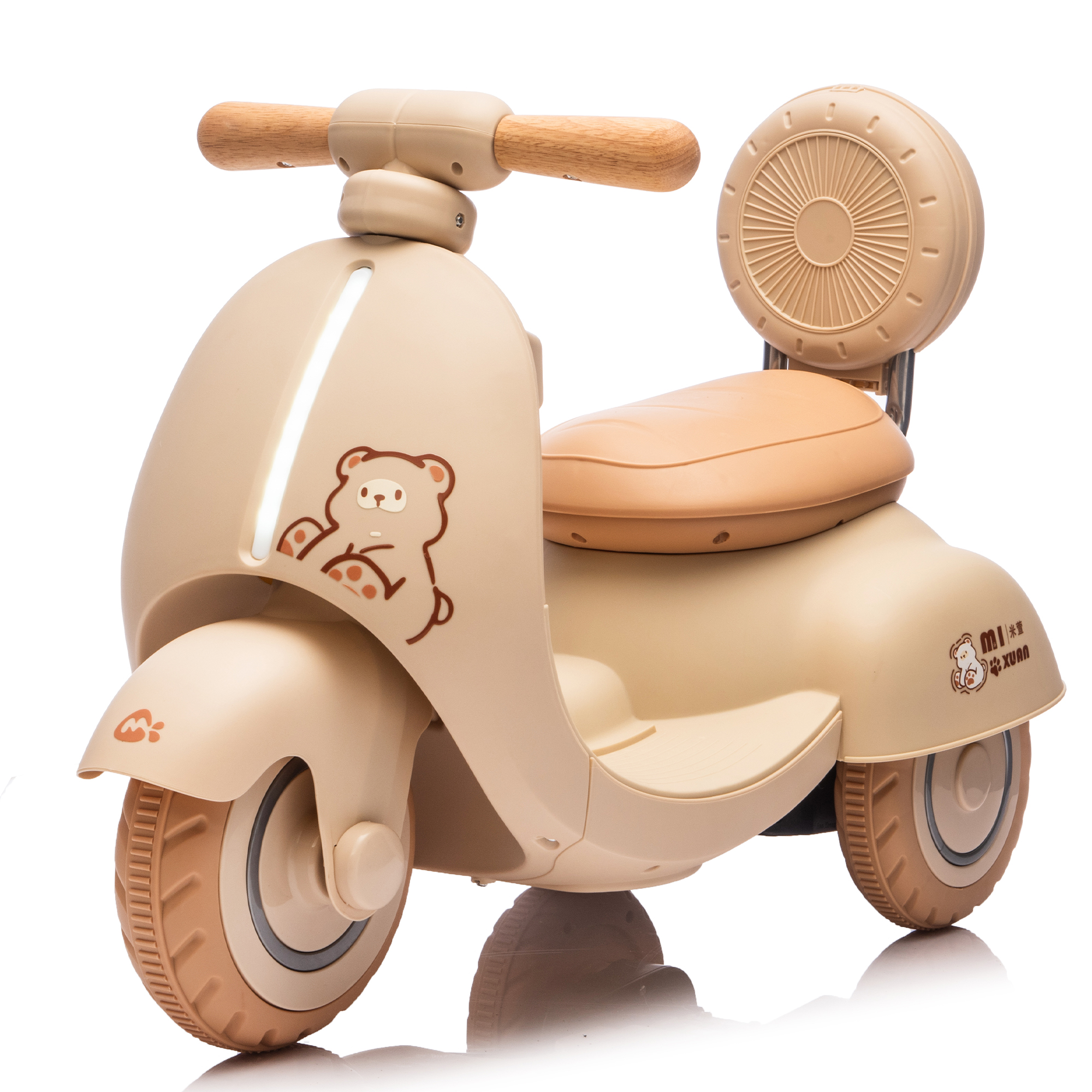12V Kids Ride On Electric Motorcycle,Toddler Scooter W Parents Control,Three-Wheel Stable Design,Special Wooden Handle,Smoother Output And Slow Start&Stop,More Suitable For 1-3 Years BABY's First Toy.
