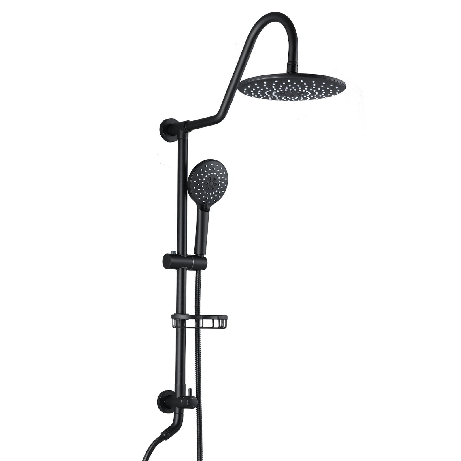 10  Rainfall Shower Head And Handheld Showerhead Combo Shower System With Slide Bar, Matte Black