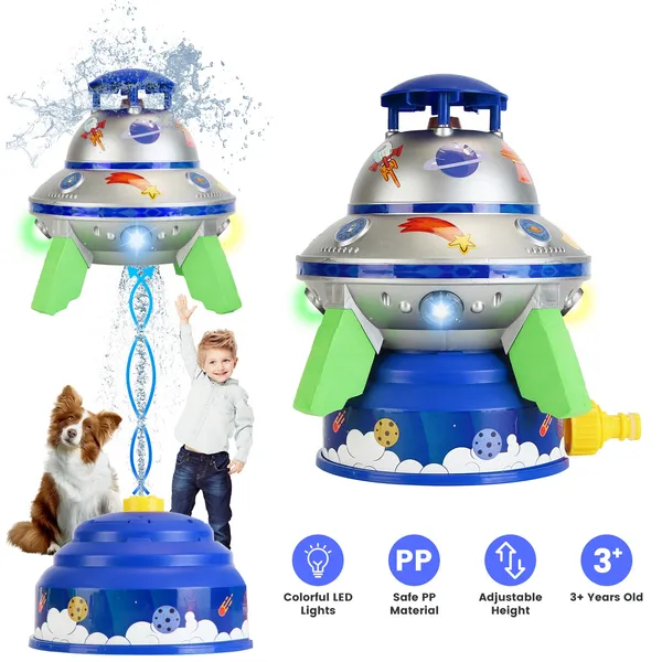 Aspersor de Agua OVNI Cohete con Luces LED y Giro 360° GPCT5465