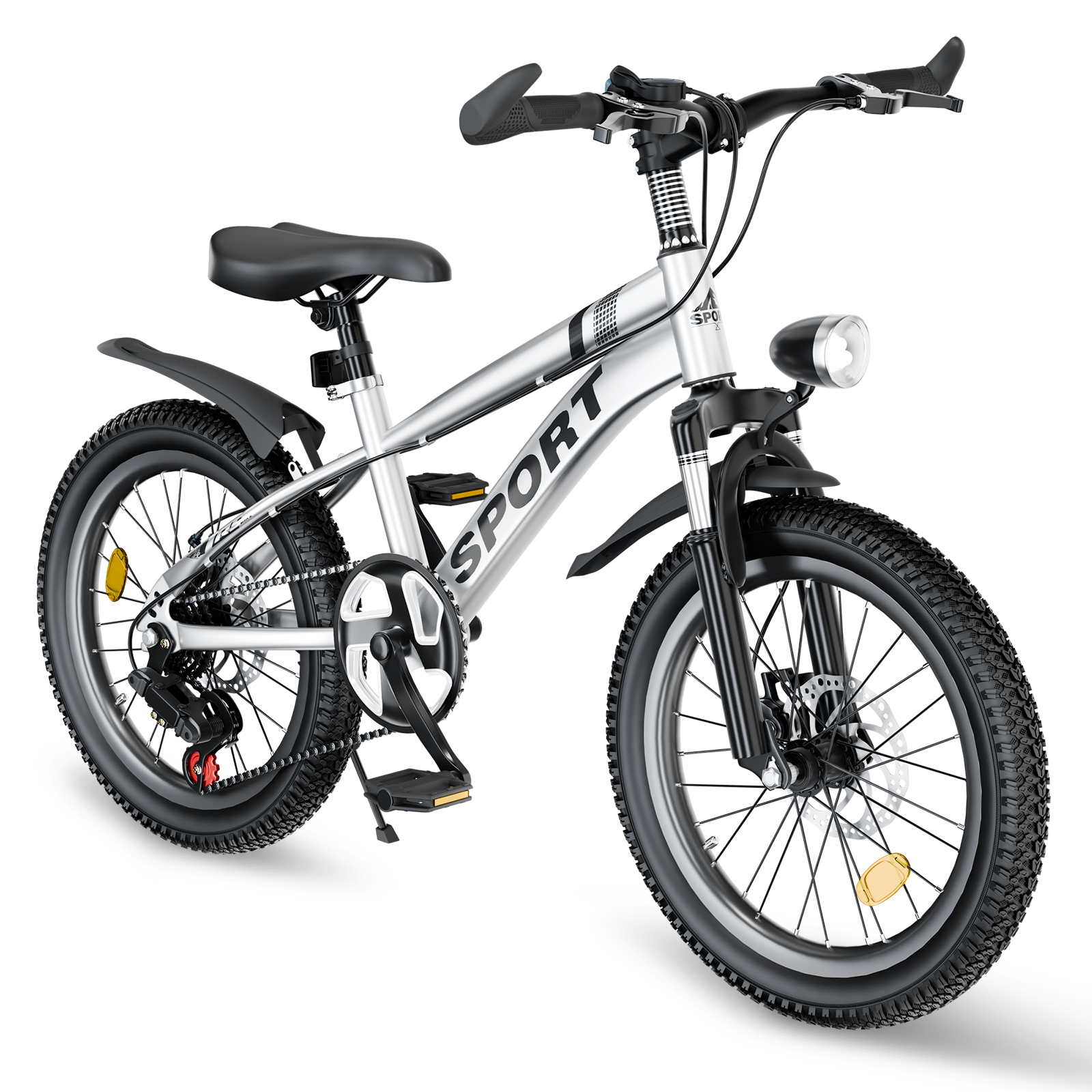 Bicicleta de montaña FKZNPJ de 20 pulgadas para niños, 7 velocidades, frenos de disco.