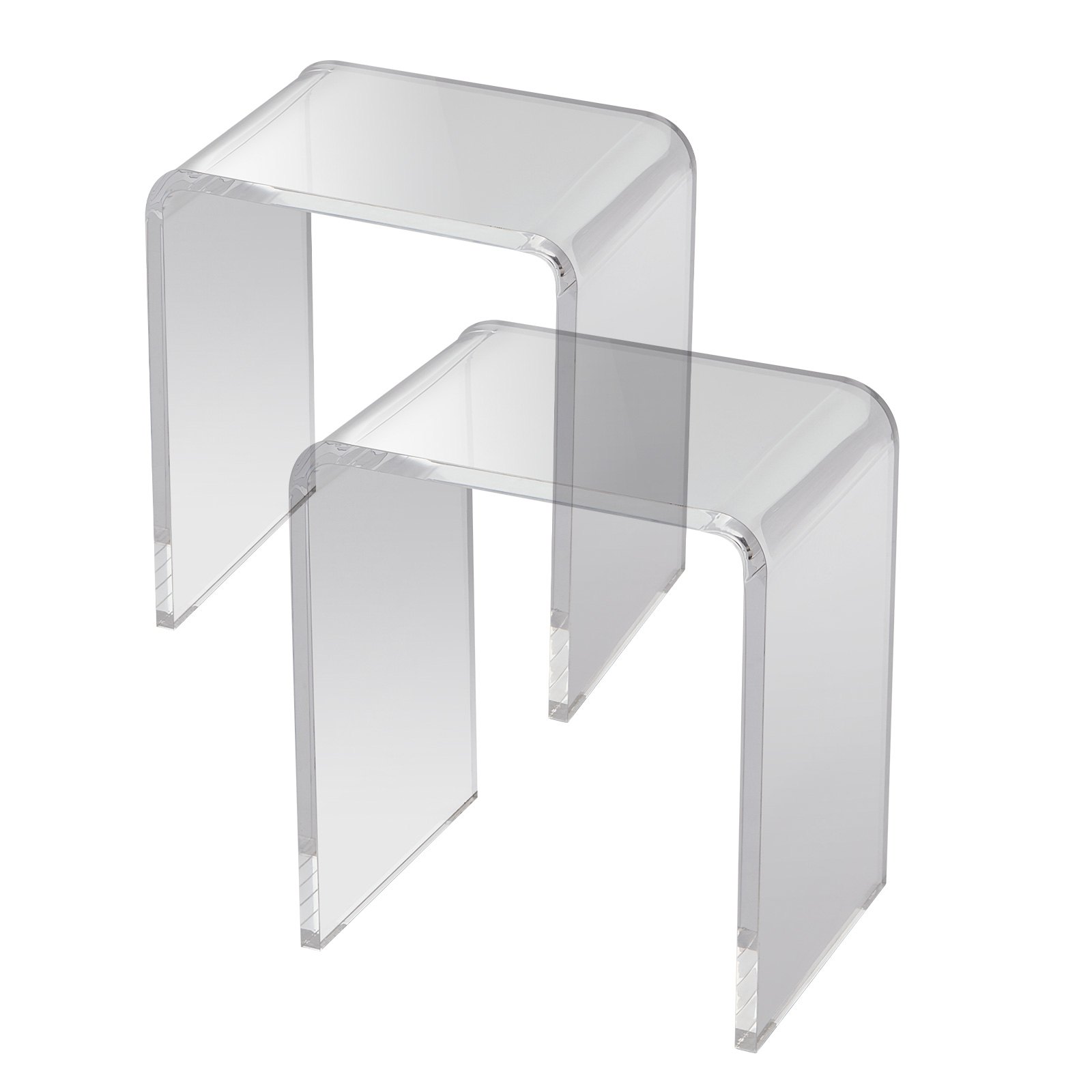 Acrylic End Table, 2 Pcs C-Shaped Lucite Side Tables, Clear Acrylic Side Table For Drink, Food, Snack Used In Living Room, Bedroom, And Study