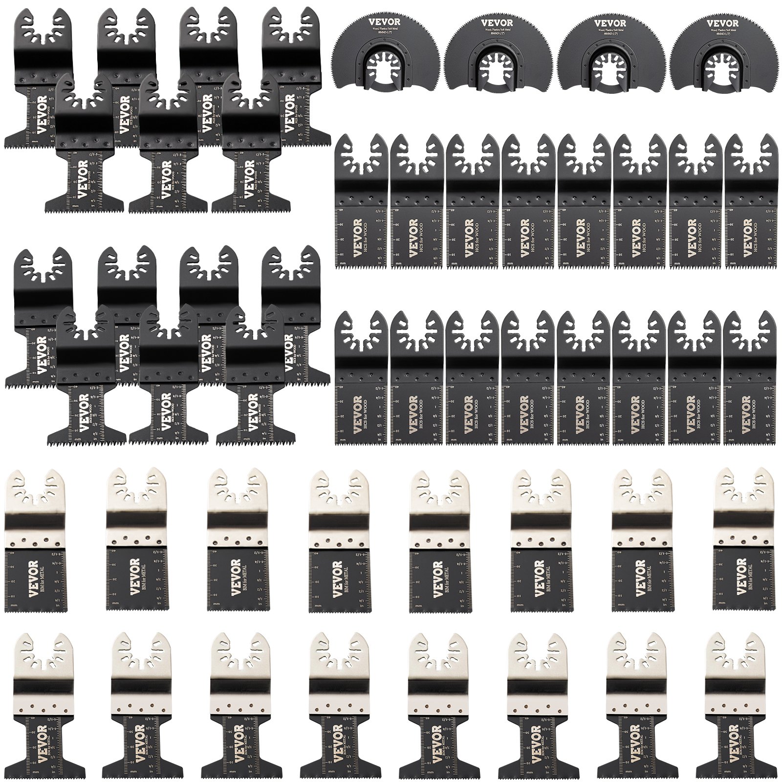 50 PCS Oscillating Saw Blades, Quick Release Multitool Blades Kit, HCS Tool Blades For Wood Plastic Metal Nails Bolts, Compatible With Dremel Fein Worx
