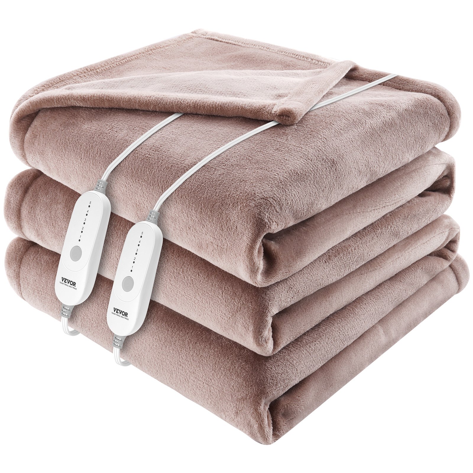 Manta eléctrica térmica de franela, 100 x 90 pulgadas, tamaño King, beige