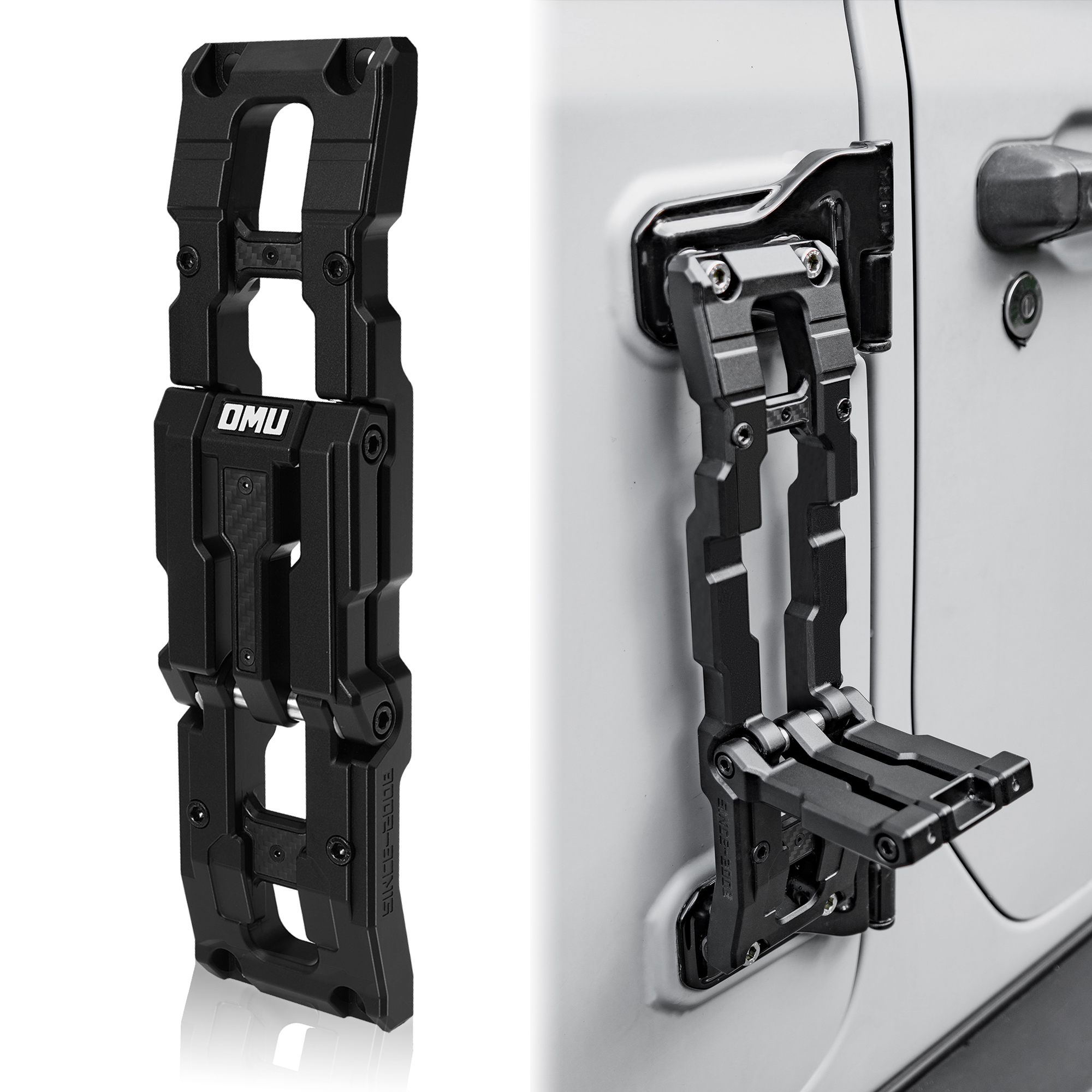 OMU Genesis Series Door Hinge Step Aluminum Door Hinge Step Folding Foot Pedal Side Ladder Compatible With 2007-2017  Wrangler JK,2018-2026  Wrangler JL & 2020-2026  Gladiator