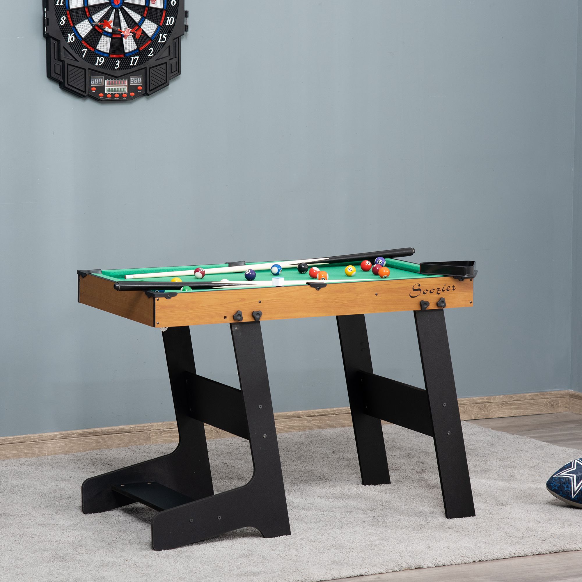 Mesa de billar mini de 38 pulgadas, plegable, con bolas, tacos, tiza y cepillo