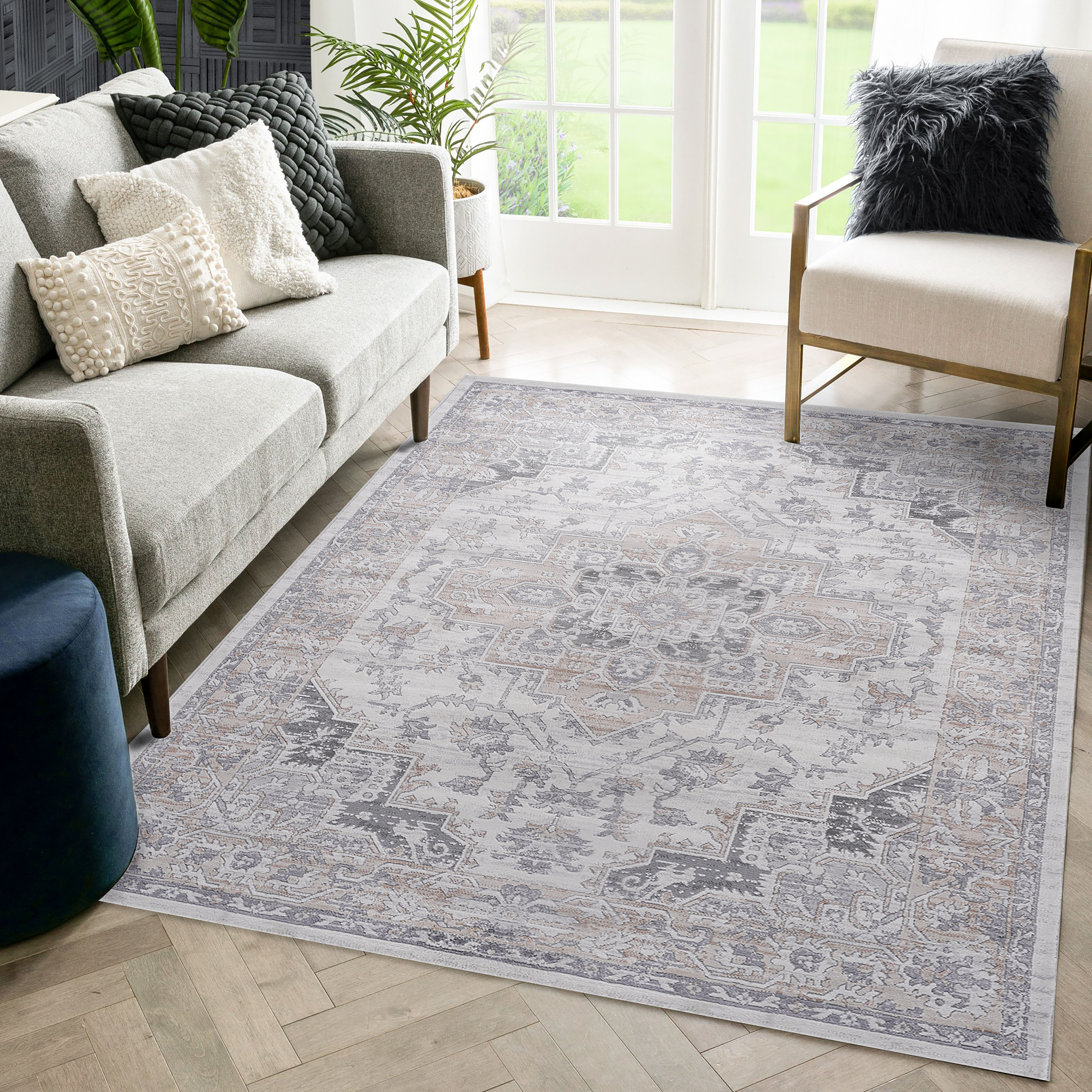 MARFI 6X9 Ivory  Beige  Oriental Area Rug