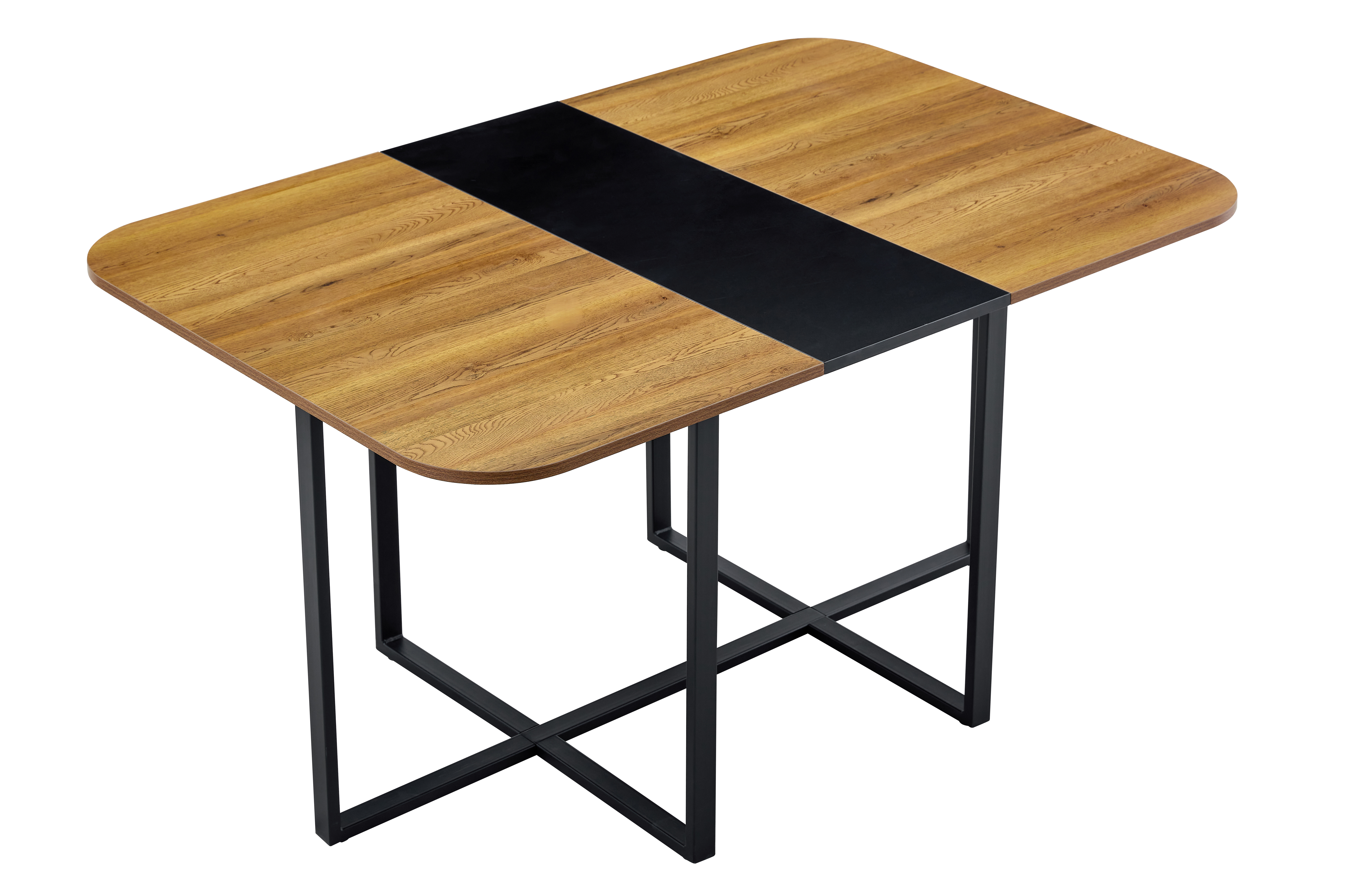 Mesa de comedor de MDF bicolor negro y madera natural de 60.2 x 39.3 x 31 pulgadas.