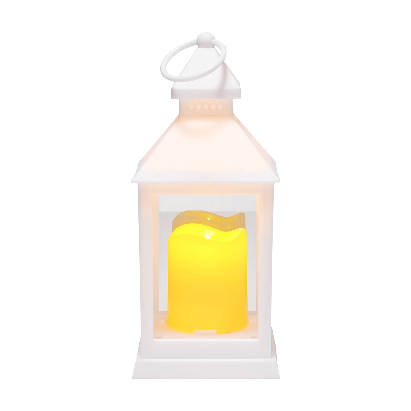 Farol decorativo para velas, 12 pzas, LED sin llama, plástico y vidrio.