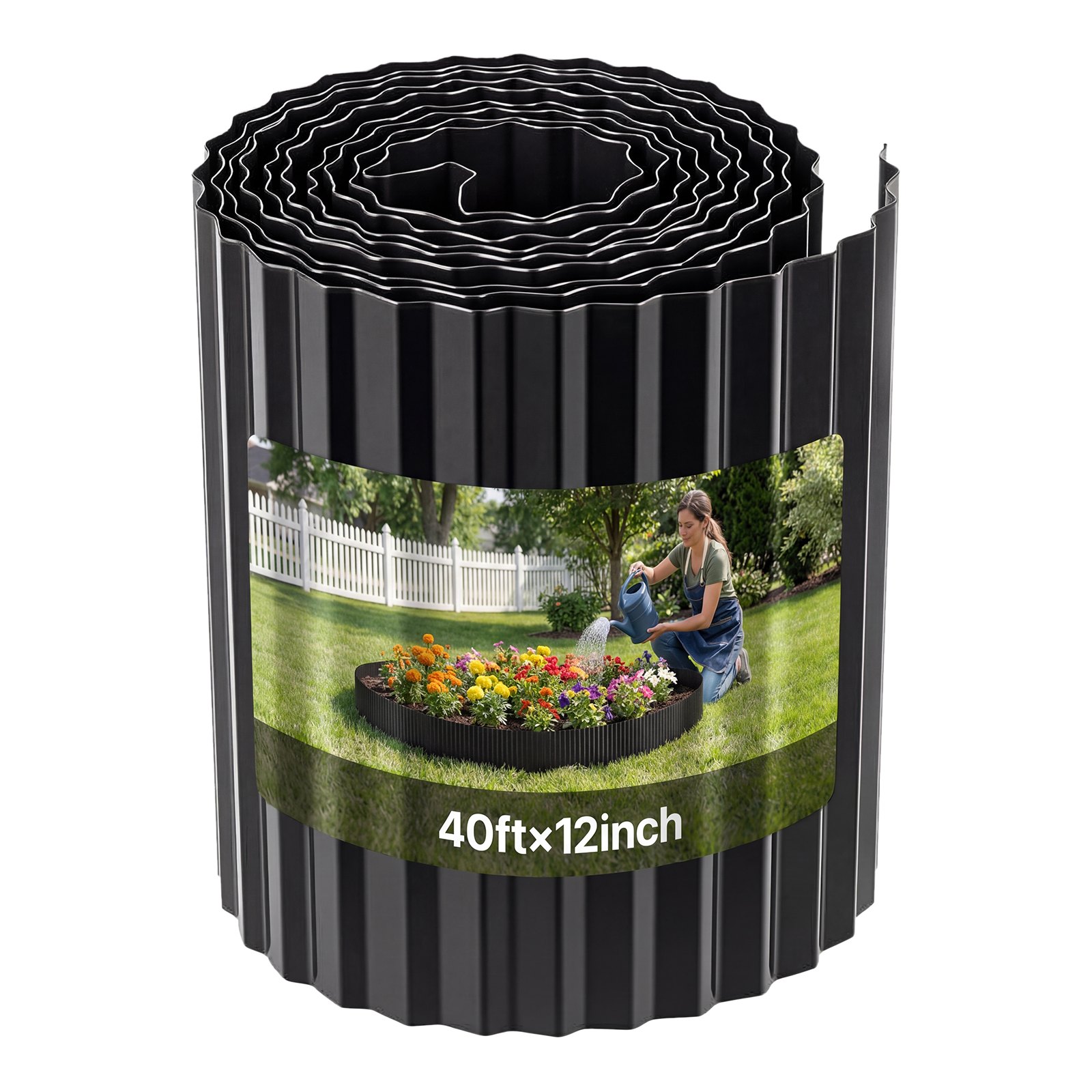 Galvanized Steel Landscape Edging, 40 Ft X 12 In Metal Edging For Landscaping With Gloves, Easy-to-Install Bendable Metal Strips, Heavy Duty Metal Garden Edge Border For Flower Bed, Yard Pathway