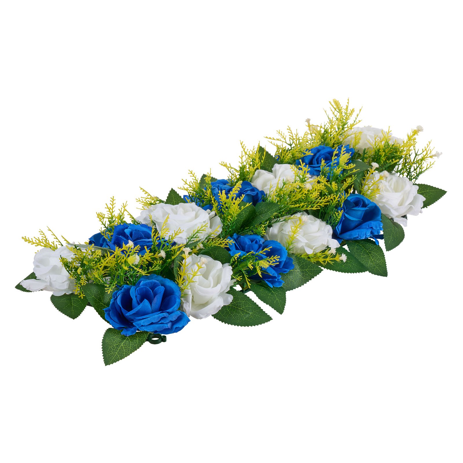 Bolas de flores artificiales para centros de mesa de boda, azul + blanco, 10 piezas
