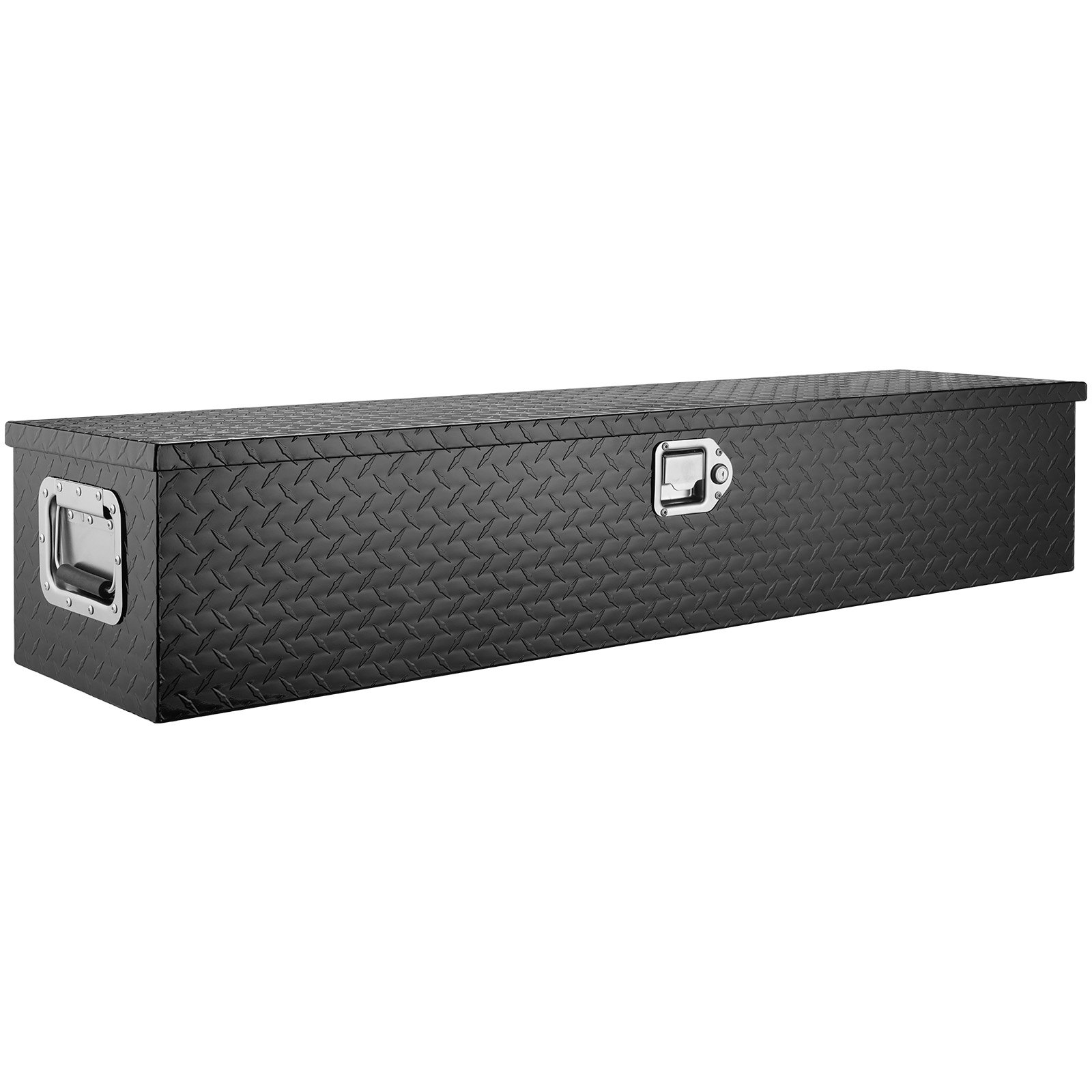 Heavy Duty Aluminum Truck Bed Tool Box, Diamond Plate Tool Box With Side Handle And Lock Keys, Storage Tool Box Chest Box Organizer For Pickup, Truck Bed, RV, Trailer, 48'x15'x15', Black